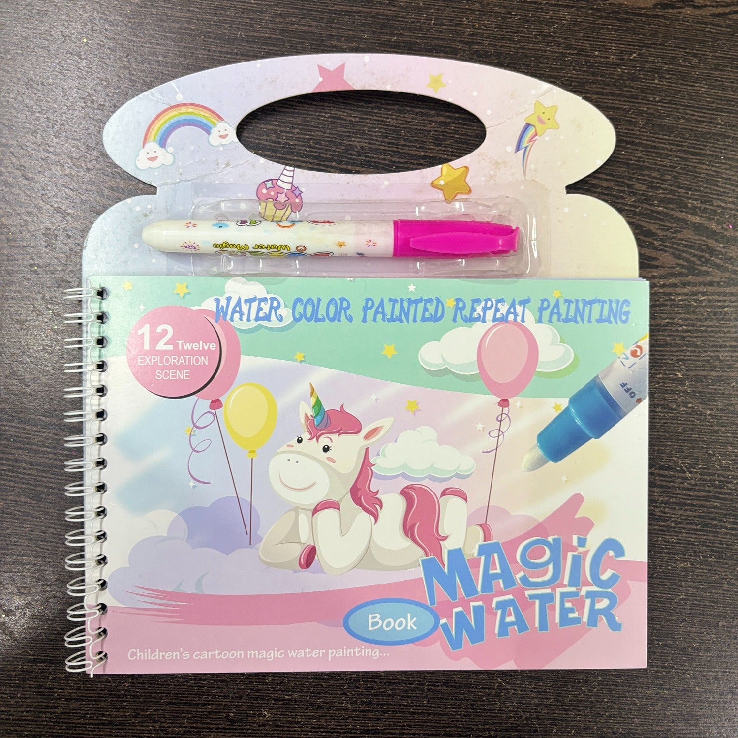 Magic Book Quick Dry Water Drawing Book Reusable Doodle Diary Notebook with Magic Pen for Kids Learning Painting Coloring Activity Return Gift - 6 Inch - Apkamart
