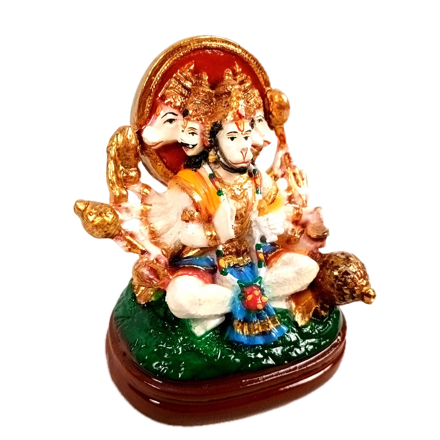 Panchmukhi Hanuman Statue | Lord Bajarang Bali Idol - for Home, Vastu, Puja, Table, Car Dashboard, Entrance Decor & Gifts - 4 Inch - Apkamart