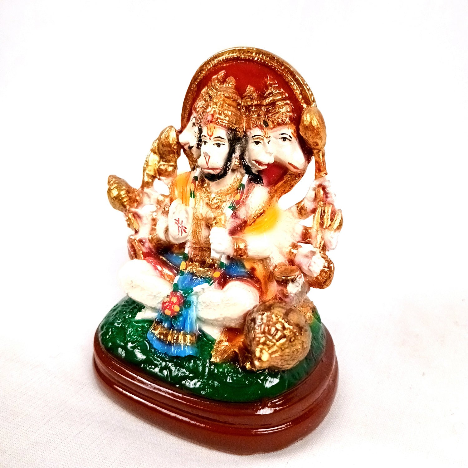 Panchmukhi Hanuman Statue | Lord Bajarang Bali Idol - for Home, Vastu, Puja, Table, Car Dashboard, Entrance Decor & Gifts - 4 Inch - Apkamart