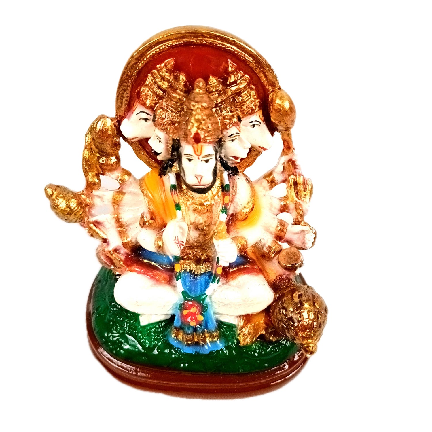 Panchmukhi Hanuman Statue | Lord Bajarang Bali Idol - for Home, Vastu, Puja, Table, Car Dashboard, Entrance Decor & Gifts - 4 Inch - Apkamart