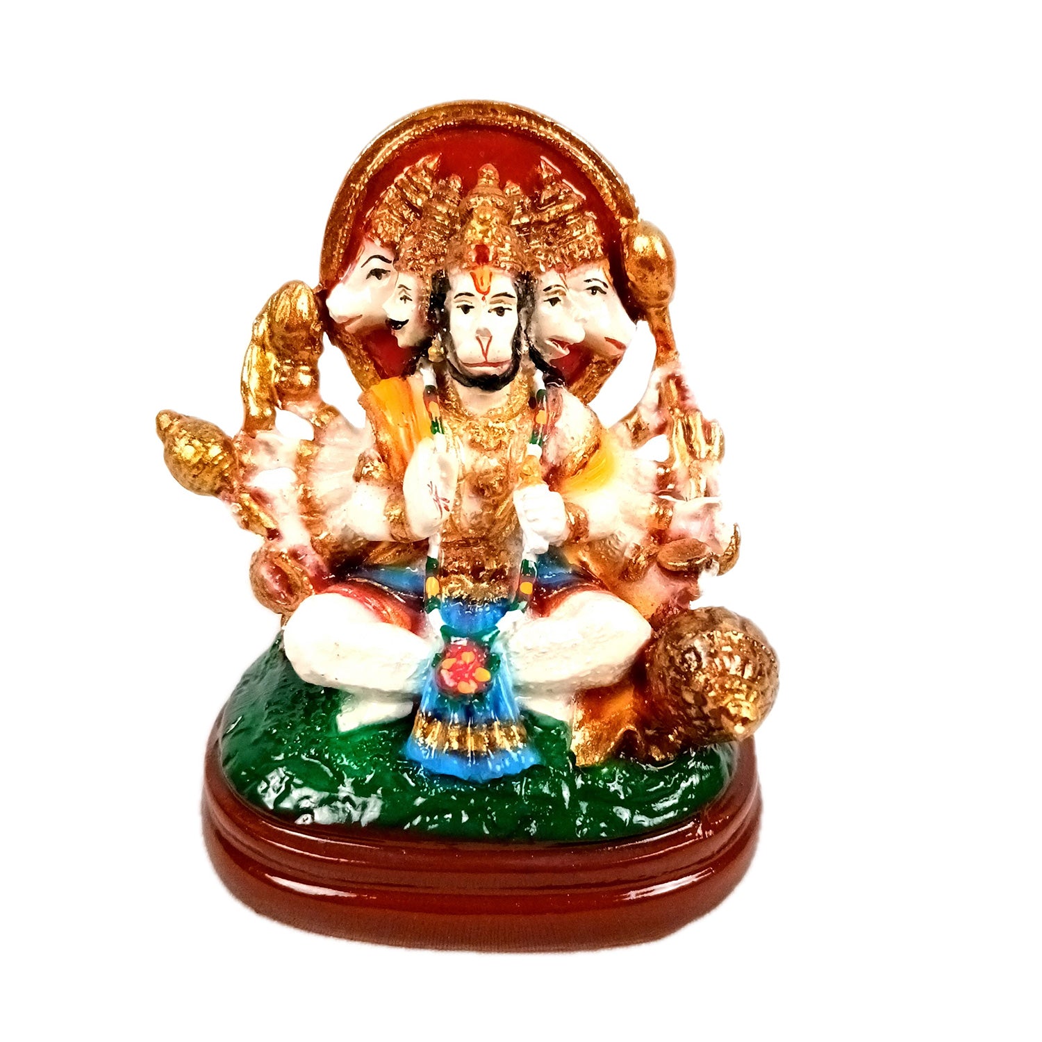 Panchmukhi Hanuman Statue | Lord Bajarang Bali Idol - for Home, Vastu, Puja, Table, Car Dashboard, Entrance Decor & Gifts - 4 Inch - Apkamart