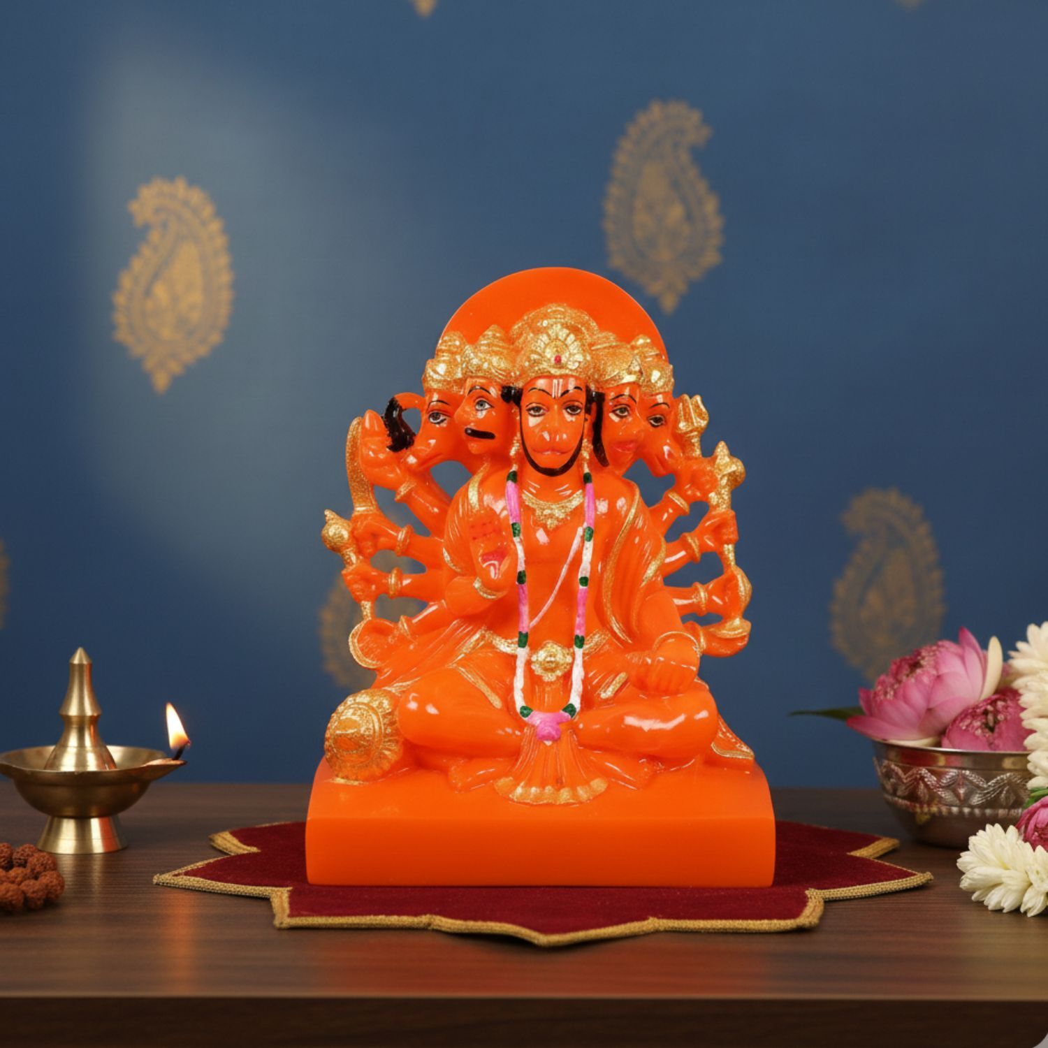 Panchmukhi Hanuman Ji Statue | Panchmukha Hanuman Idol for Home, Pooja Room & Vastu | Religious Table Decor & Diwali Gift - 8 Inch - Apkamart