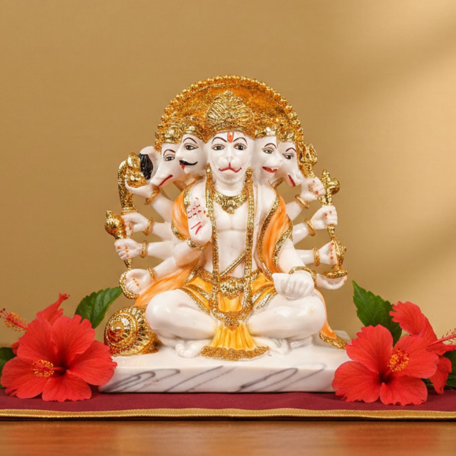 Panchmukhi Hanuman Ji Statue | Panchmukhi Hanuman Idol for Home, Pooja Room & Vastu | Religious Table Décor & Diwali Gift - 8 Inch - Apkamart