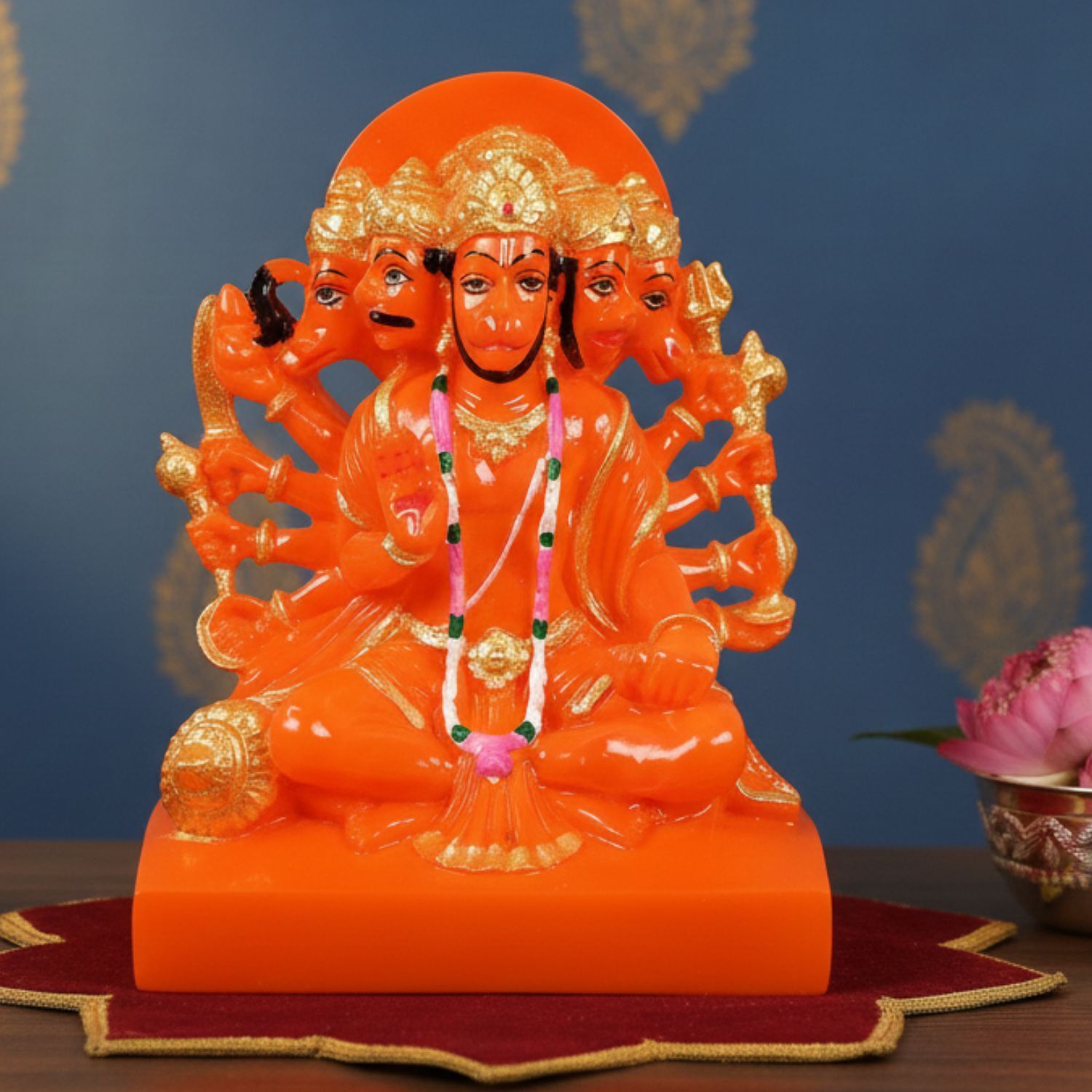 Panchmukhi Hanuman Ji Statue | Panchmukha Hanuman Idol for Home, Pooja Room & Vastu | Religious Table Decor & Diwali Gift - 8 Inch - Apkamart