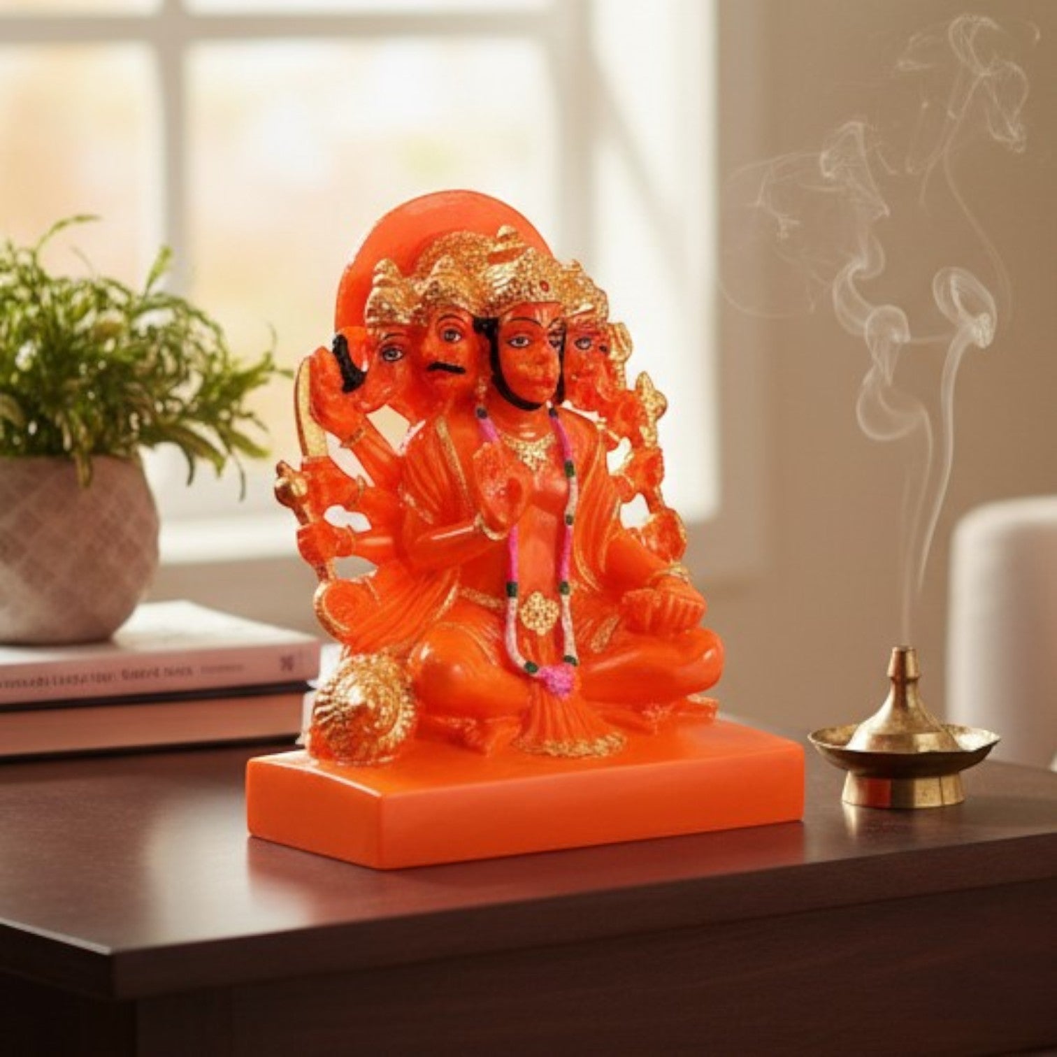 Panchmukhi Hanuman Ji Statue | Panchmukha Hanuman Idol for Home, Pooja Room & Vastu | Religious Table Decor & Diwali Gift - 8 Inch - Apkamart