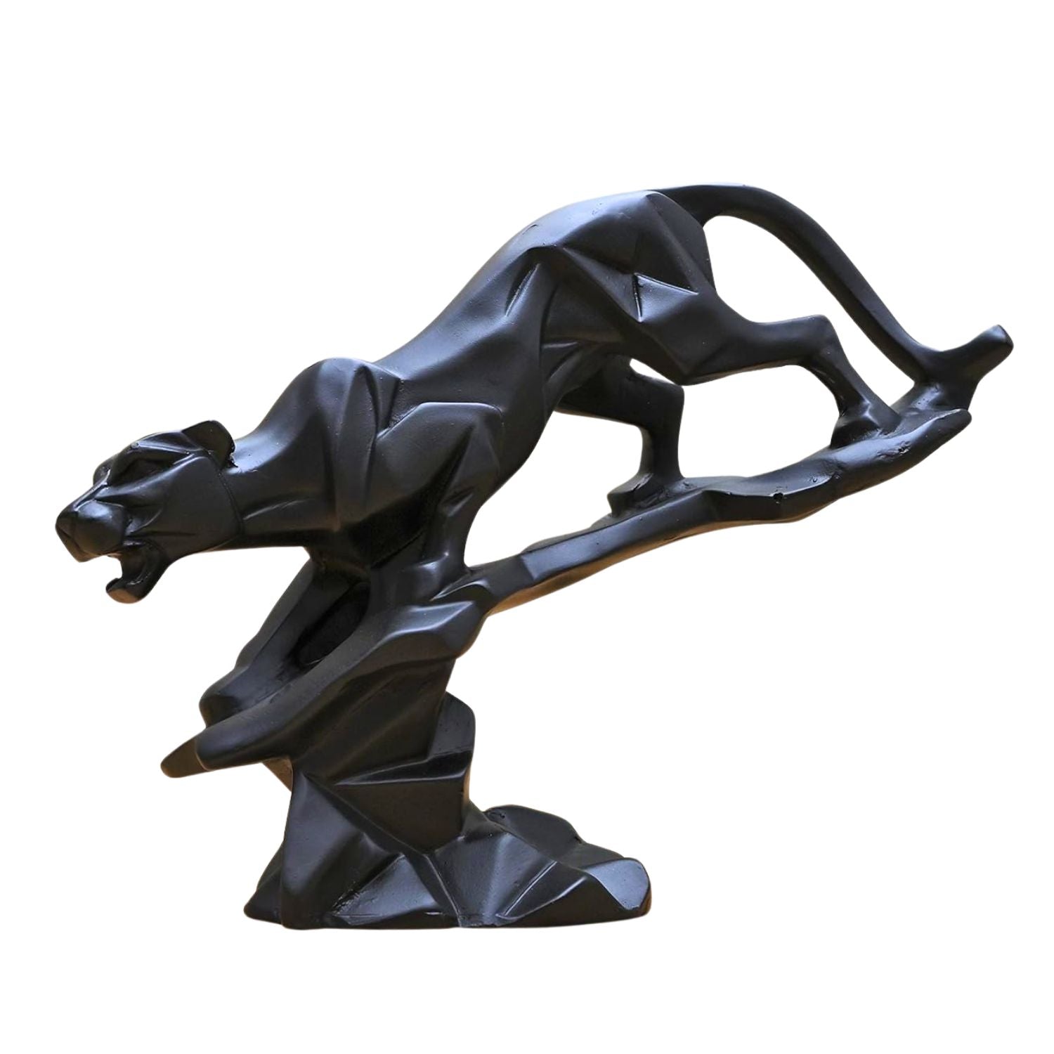 Black Panther Jaguar Showpiece | Animal Figurines Geometric Sculpture - for Home Decor Living Room Bedroom Table Top Decoration & Gifts - 9 Inch - Apkamart