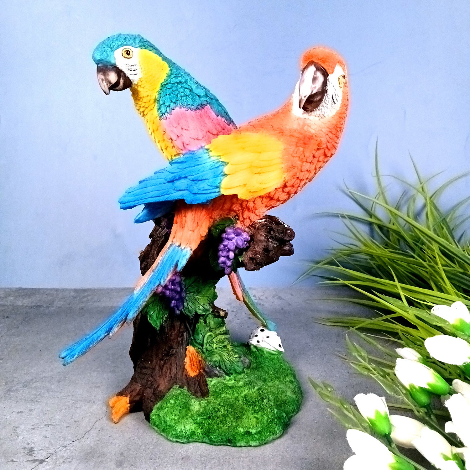 Parrot Showpiece | Love Birds Statue | Macaw Bird Figurine - for Home, Table, Living room, Garden, Office Decor & Gifts - 13 Inch - Apkamart