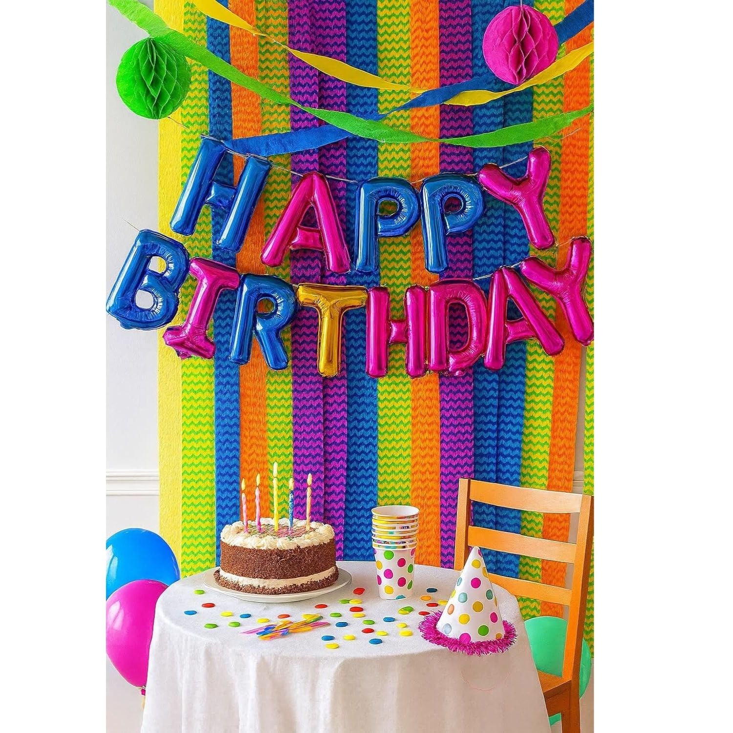 Party Decoration Frills for Birthday Celebration | Colorful Party Decor Big Size Frills for Home & Hall | Birthday Party Supplies for Kids - (Pack Of 1) (Each Pack Has 10 Pieces) - Apkamart