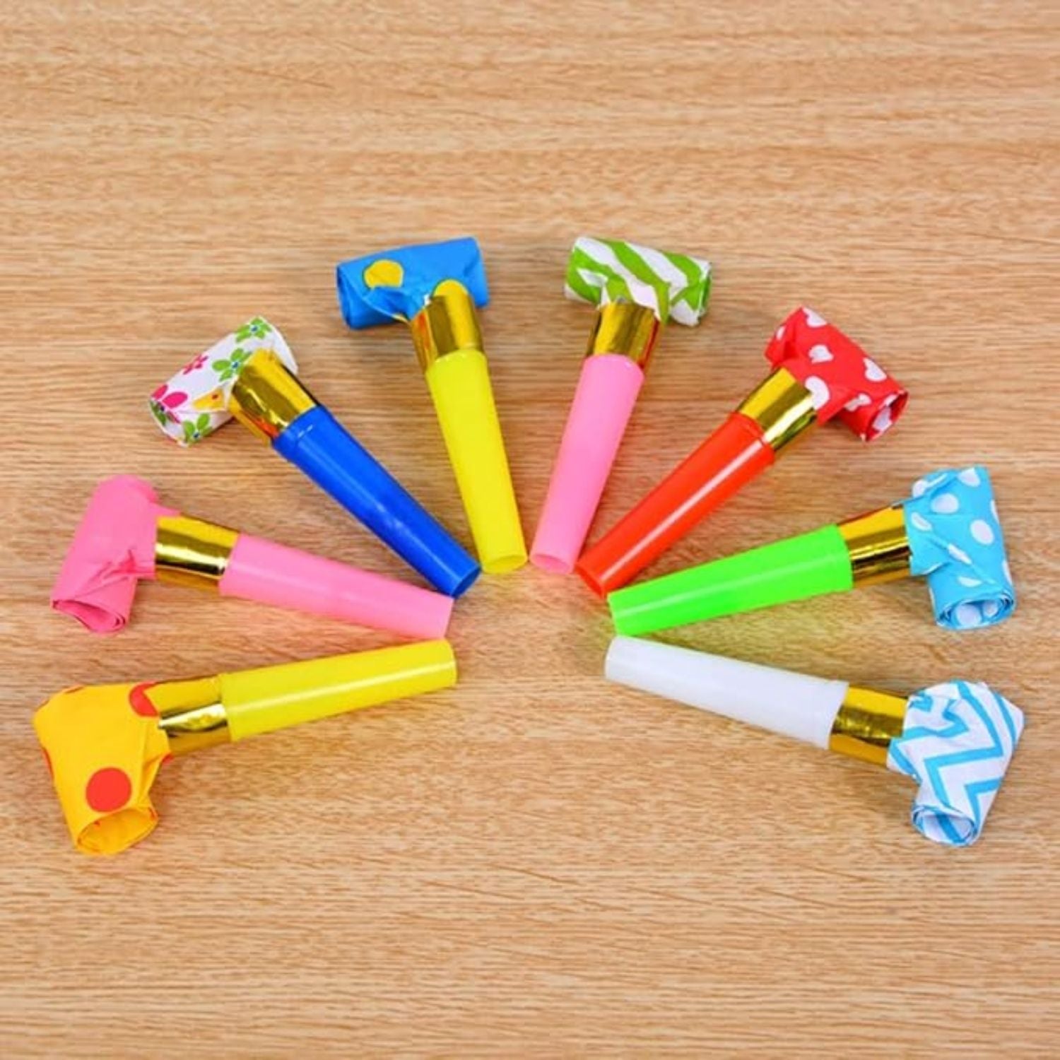 Party Horns for Kids Whistle Noise Makers Birthday Party Supplies Fun Party Favors for Boys Girls Colorful Celebration Accessories for School - 9 Inch(Pack Of 10) - Apkamart