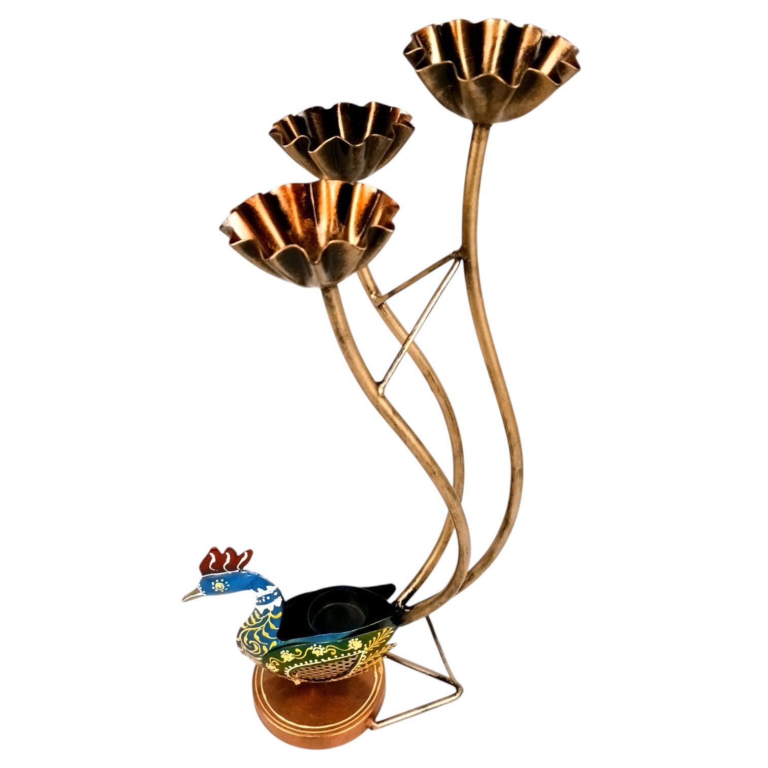 Peacock Candle Holder | Decorative Tea Light Holder Stand – Peacock Design – Home Decor, Festive, Pooja & Gifting – Table Centerpiece Candle Stand - 19 Inch - Apkamart