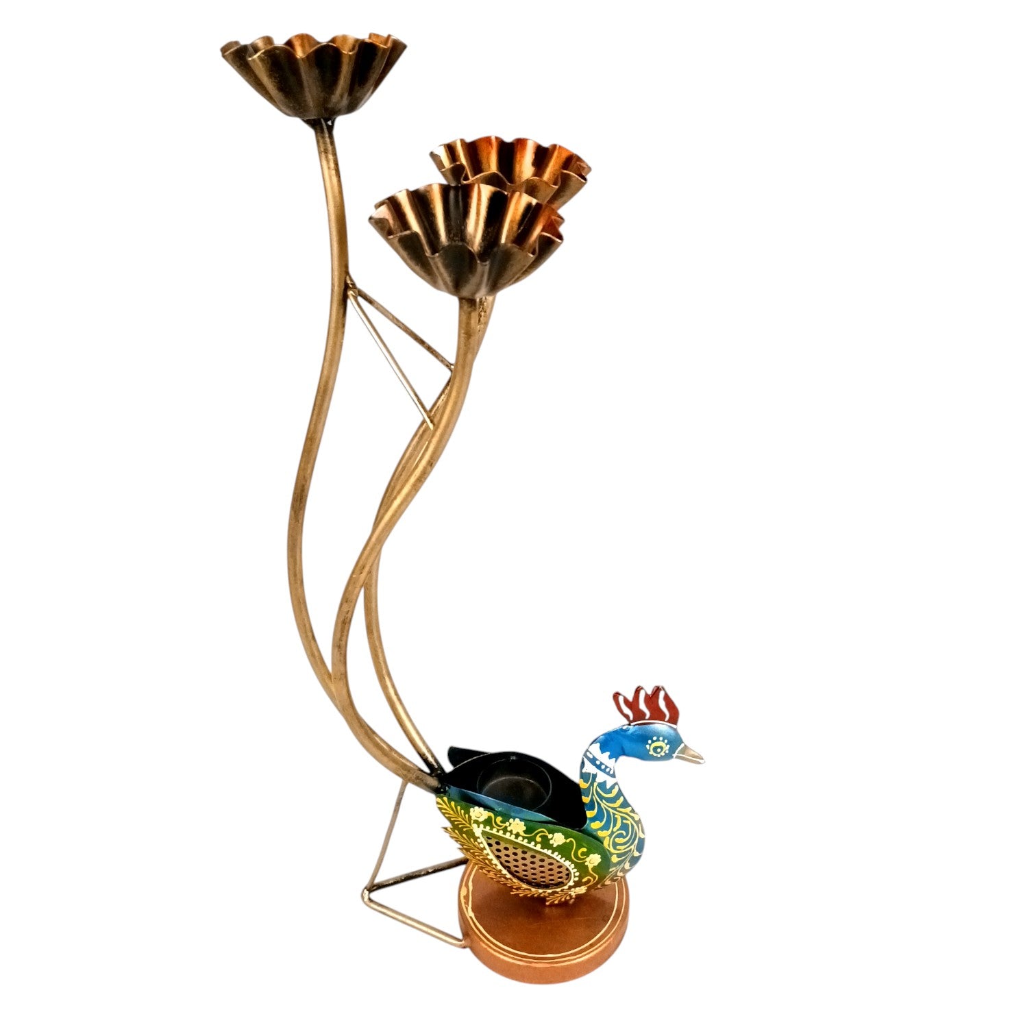Peacock Candle Holder | Decorative Tea Light Holder Stand – Peacock Design – Home Decor, Festive, Pooja & Gifting – Table Centerpiece Candle Stand - 19 Inch - Apkamart