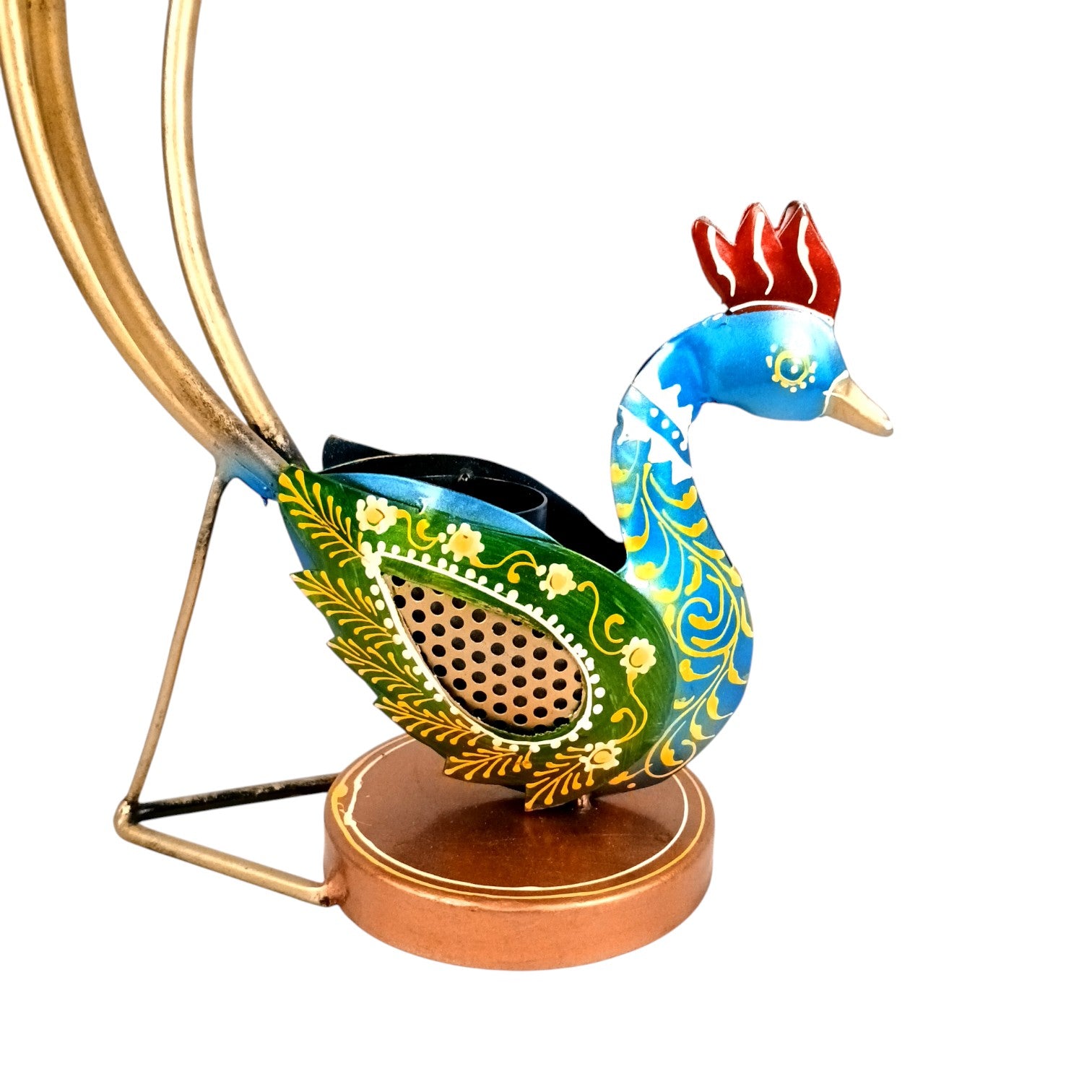 Peacock Candle Holder | Decorative Tea Light Holder Stand – Peacock Design – Home Decor, Festive, Pooja & Gifting – Table Centerpiece Candle Stand - 19 Inch - Apkamart