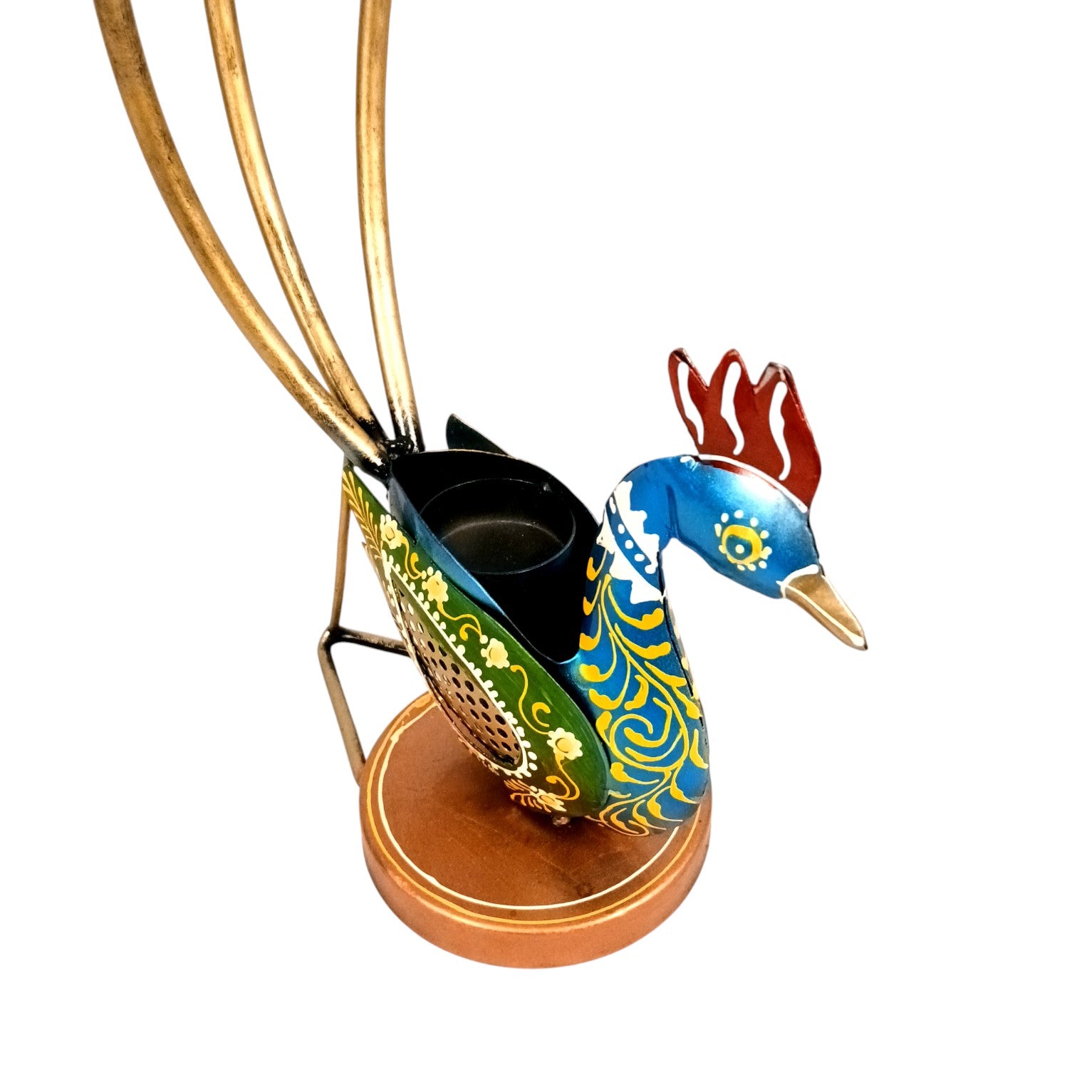 Peacock Candle Holder | Decorative Tea Light Holder Stand – Peacock Design – Home Decor, Festive, Pooja & Gifting – Table Centerpiece Candle Stand - 19 Inch - Apkamart