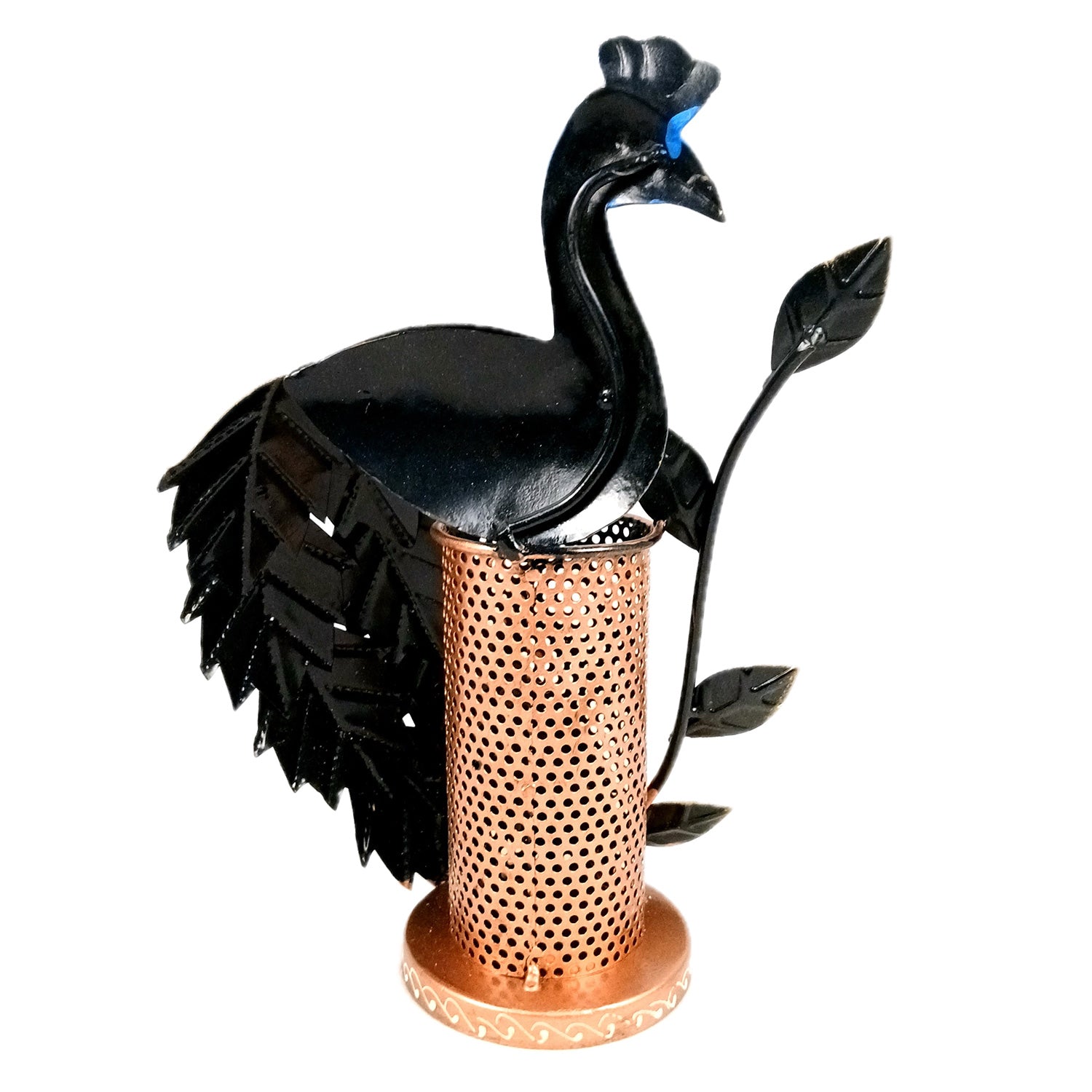 Peacock Pen Holder With Vibrant Color Feathers | Desk Organizer | Multipurpose Stand - For Gifts, Table, Desk Organizing, Office Decor & Corporate Gifts - 11 Inch - Apkamart