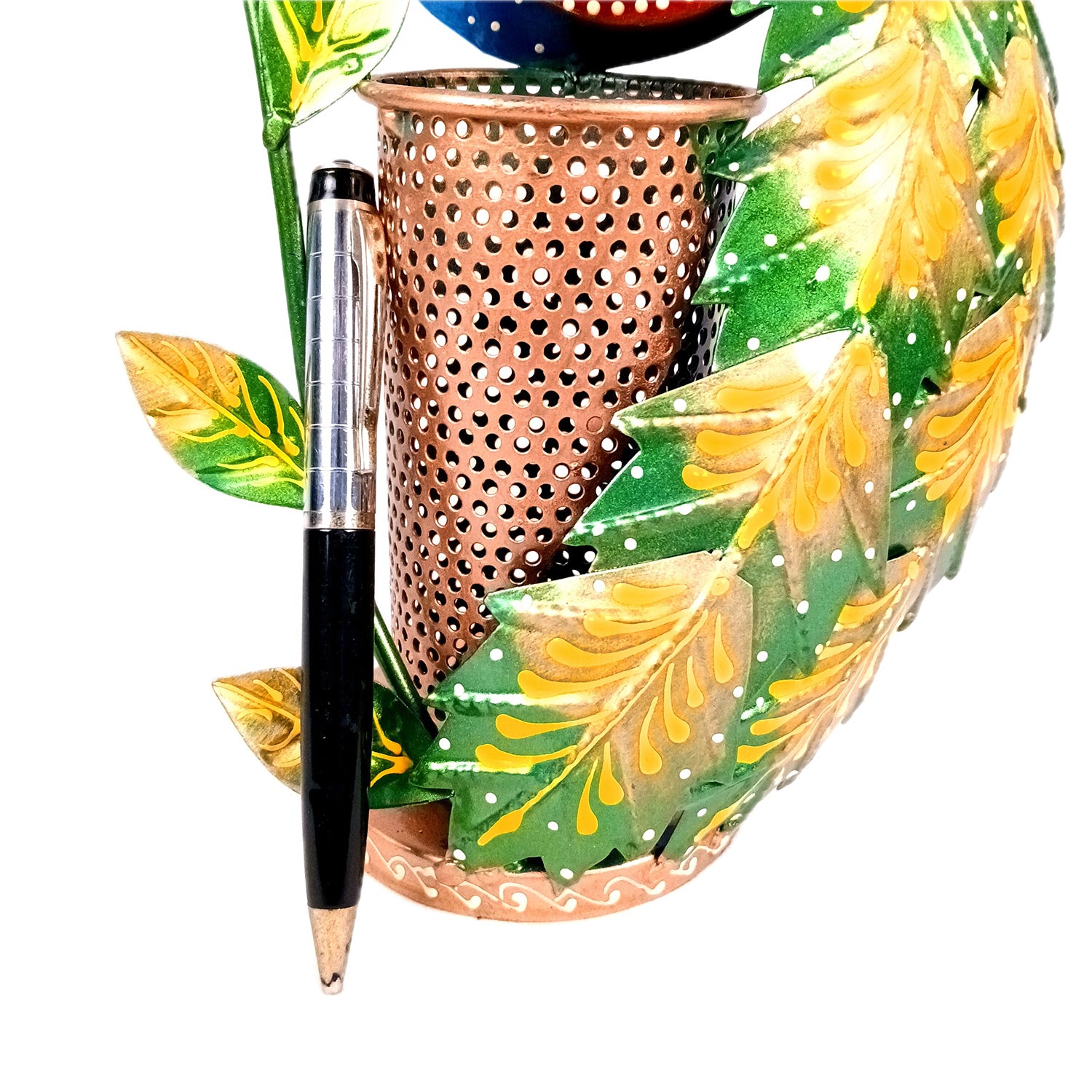 Peacock Pen Holder With Vibrant Color Feathers | Desk Organizer | Multipurpose Stand - For Gifts, Table, Desk Organizing, Office Decor & Corporate Gifts - 11 Inch - Apkamart