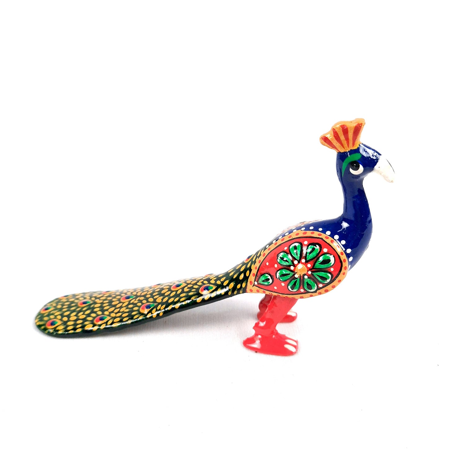 Peacock Showpiece Set | Handcrafted Peacock Figurine | Animal Figurines - for Home, Table, Shelf, Living Room Decor, Gifts - 3 Inch (Pack of 2) - apkamart