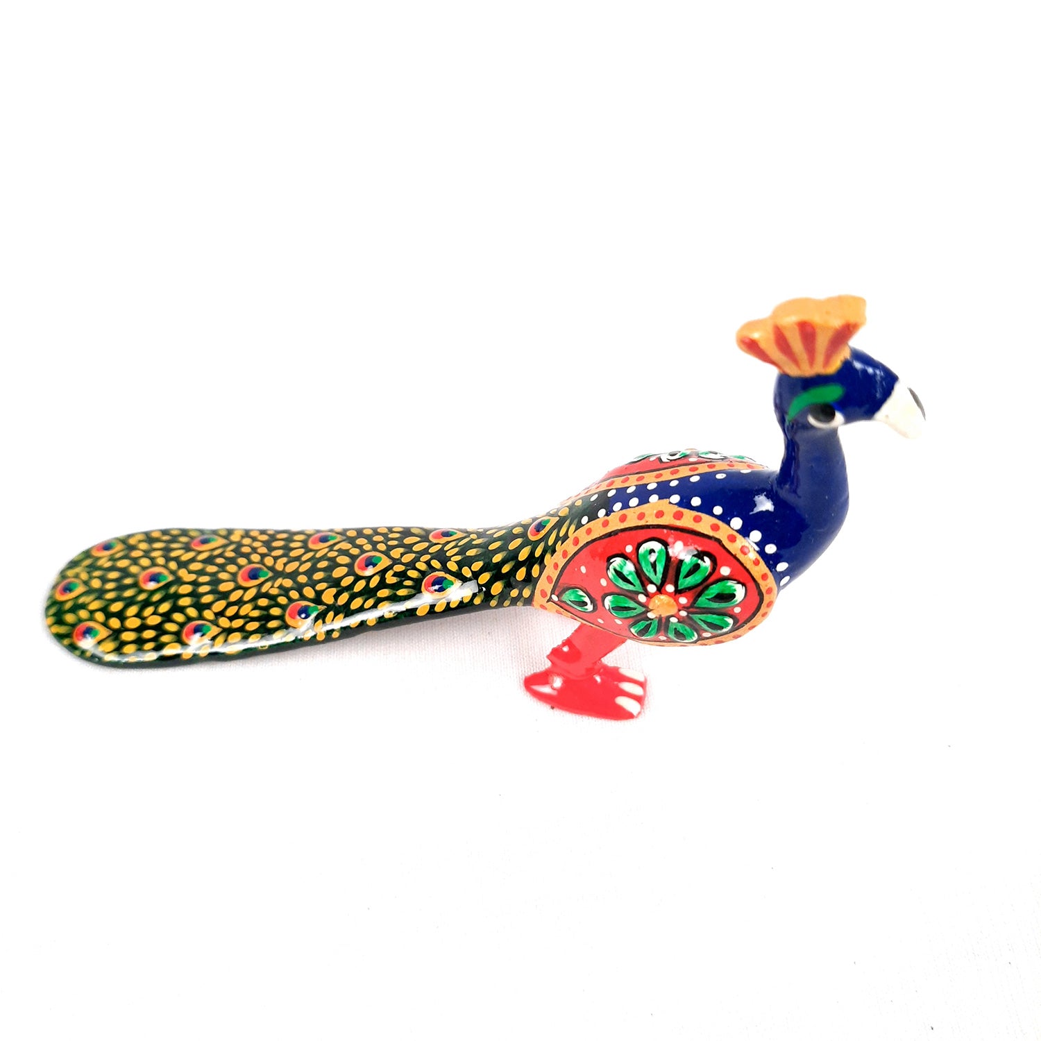 Peacock Showpiece Set | Handcrafted Peacock Figurine | Animal Figurines - for Home, Table, Shelf, Living Room Decor, Gifts - 3 Inch (Pack of 2) - apkamart