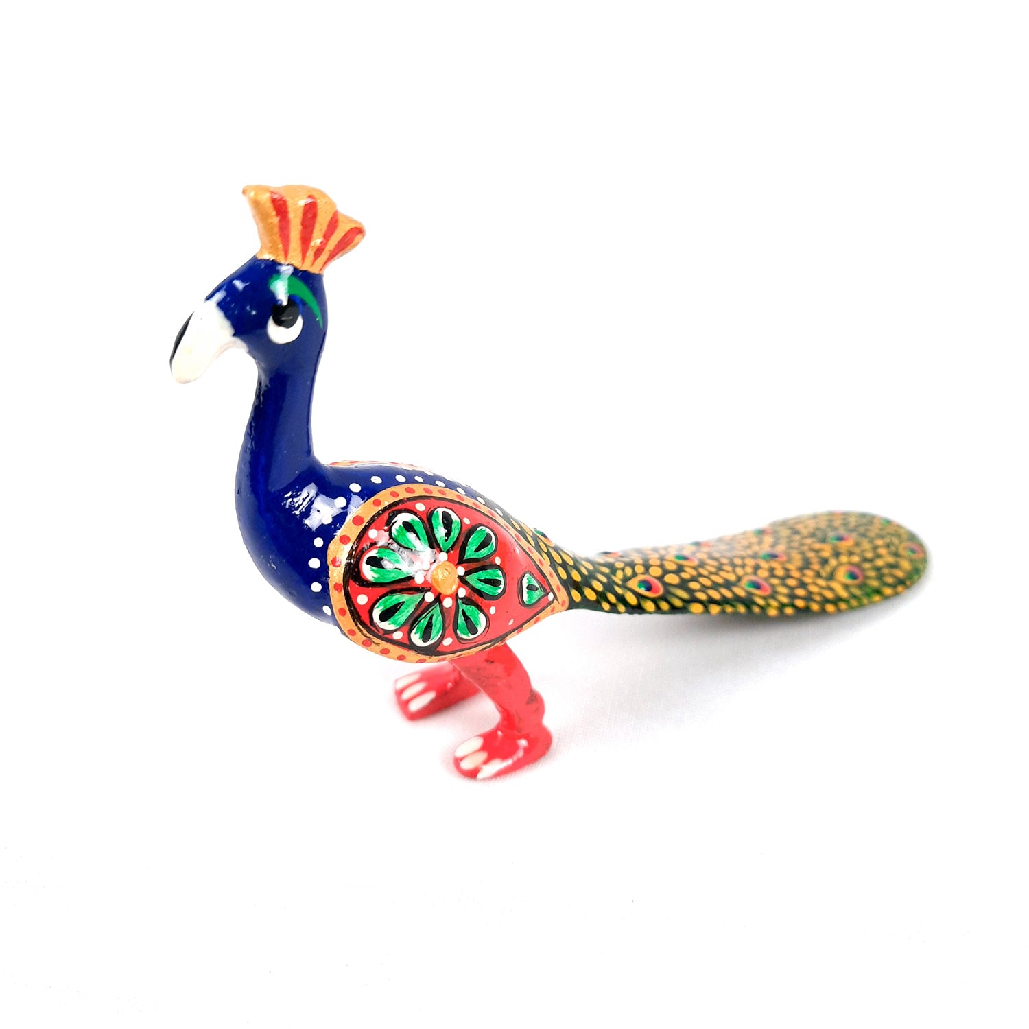 Peacock Showpiece Set | Handcrafted Peacock Figurine | Animal Figurines - for Home, Table, Shelf, Living Room Decor, Gifts - 3 Inch (Pack of 2) - apkamart