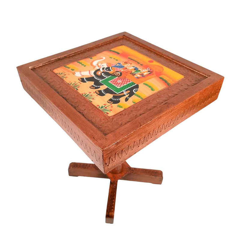 Side Table Wooden | End Table Stool - for Sitting, Keeping Lamp. Plants, Showpiece, Home Decor & Gifts - 15 Inch- Apkamart