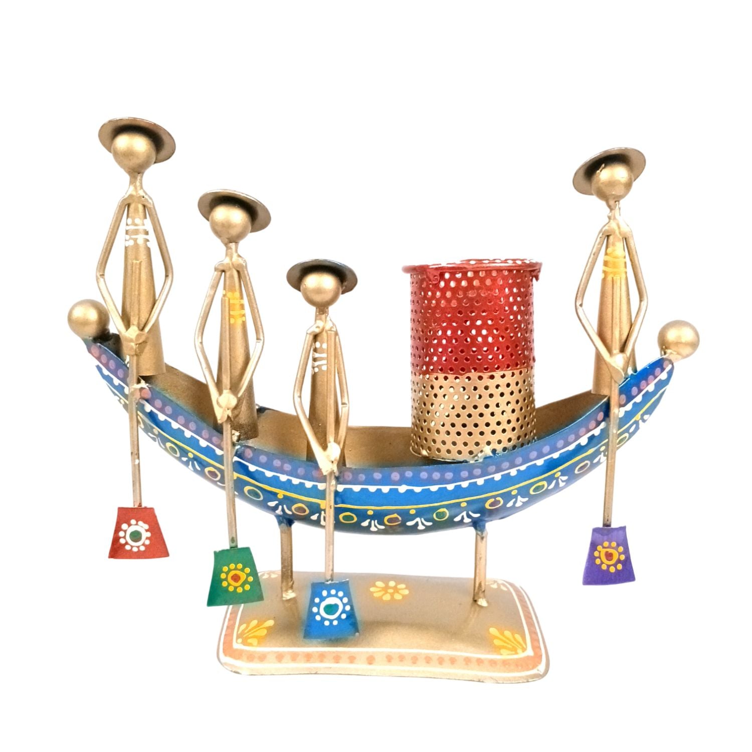 Iron Boat Shaped Pen Holder For Office Desk - 9 Inch - Apkamart