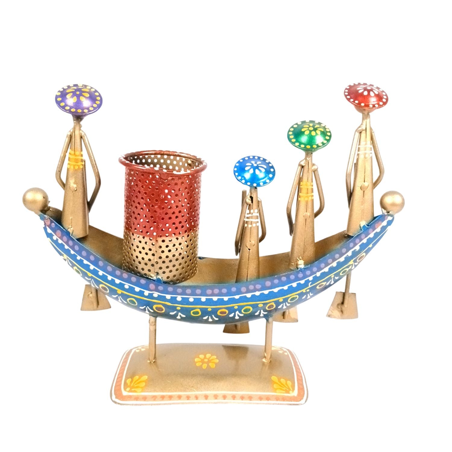 Iron Boat Shaped Pen Holder For Office Desk - 9 Inch - Apkamart