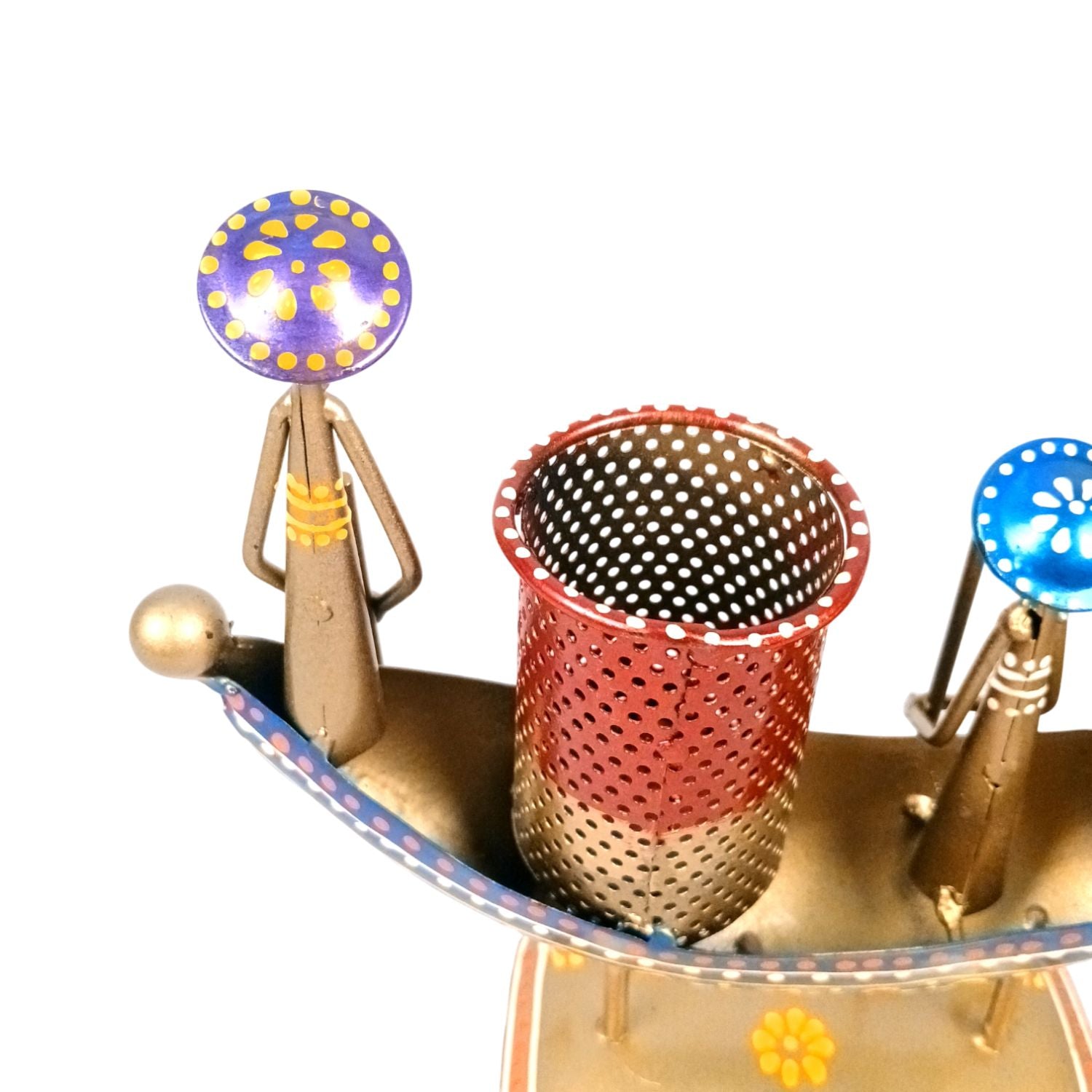 Iron Boat Shaped Pen Holder For Office Desk - 9 Inch - Apkamart