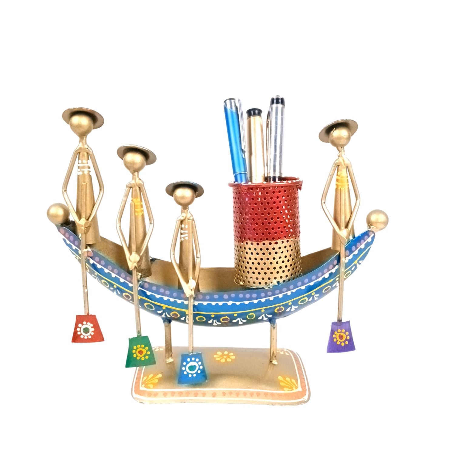 Iron Boat Shaped Pen Holder For Office Desk - 9 Inch - Apkamart