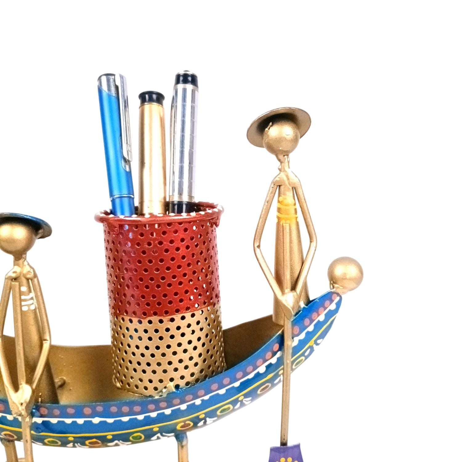Iron Boat Shaped Pen Holder For Office Desk - 9 Inch - Apkamart