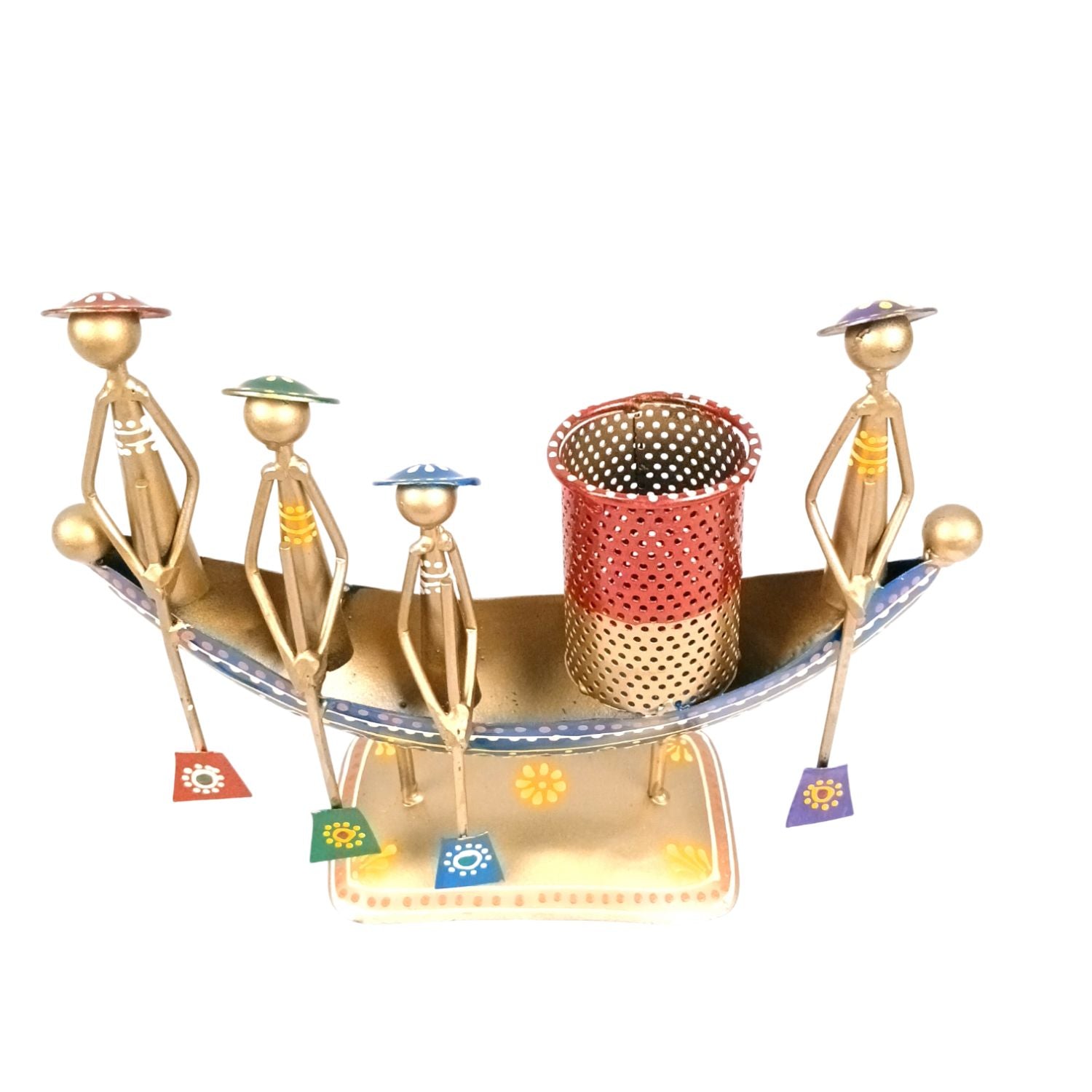 Iron Boat Shaped Pen Holder For Office Desk - 9 Inch - Apkamart