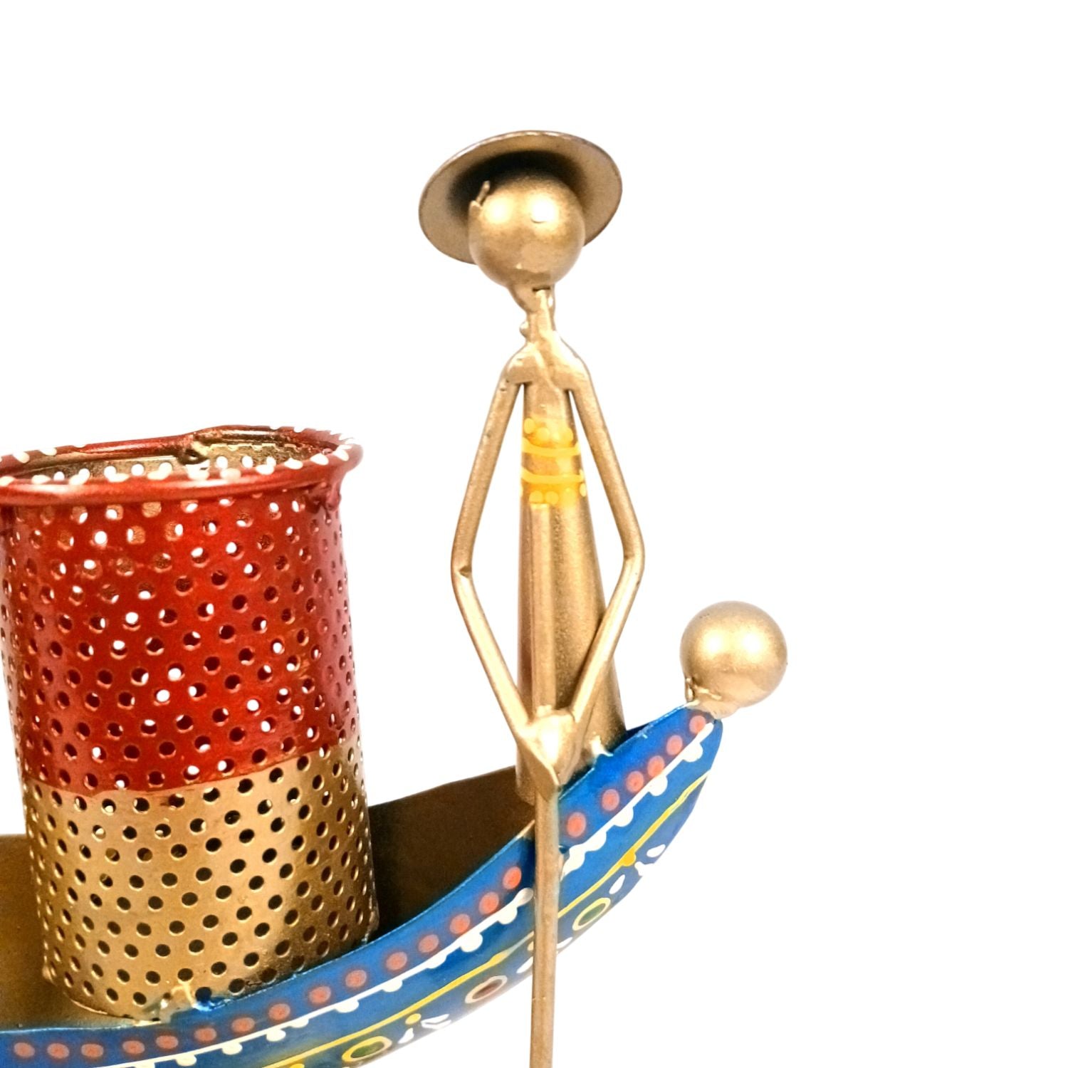 Iron Boat Shaped Pen Holder For Office Desk - 9 Inch - Apkamart