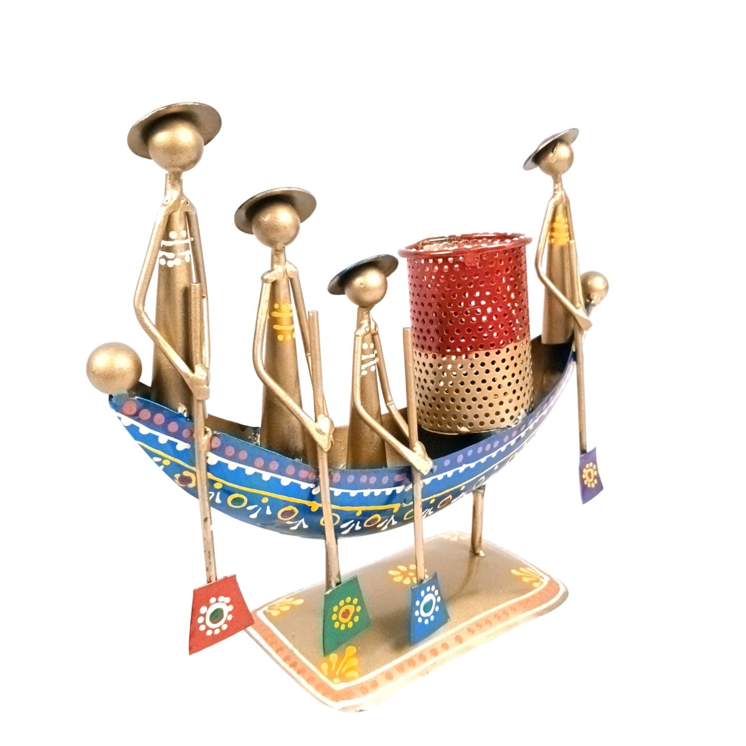 Iron Boat Shaped Pen Holder For Office Desk - 9 Inch - Apkamart