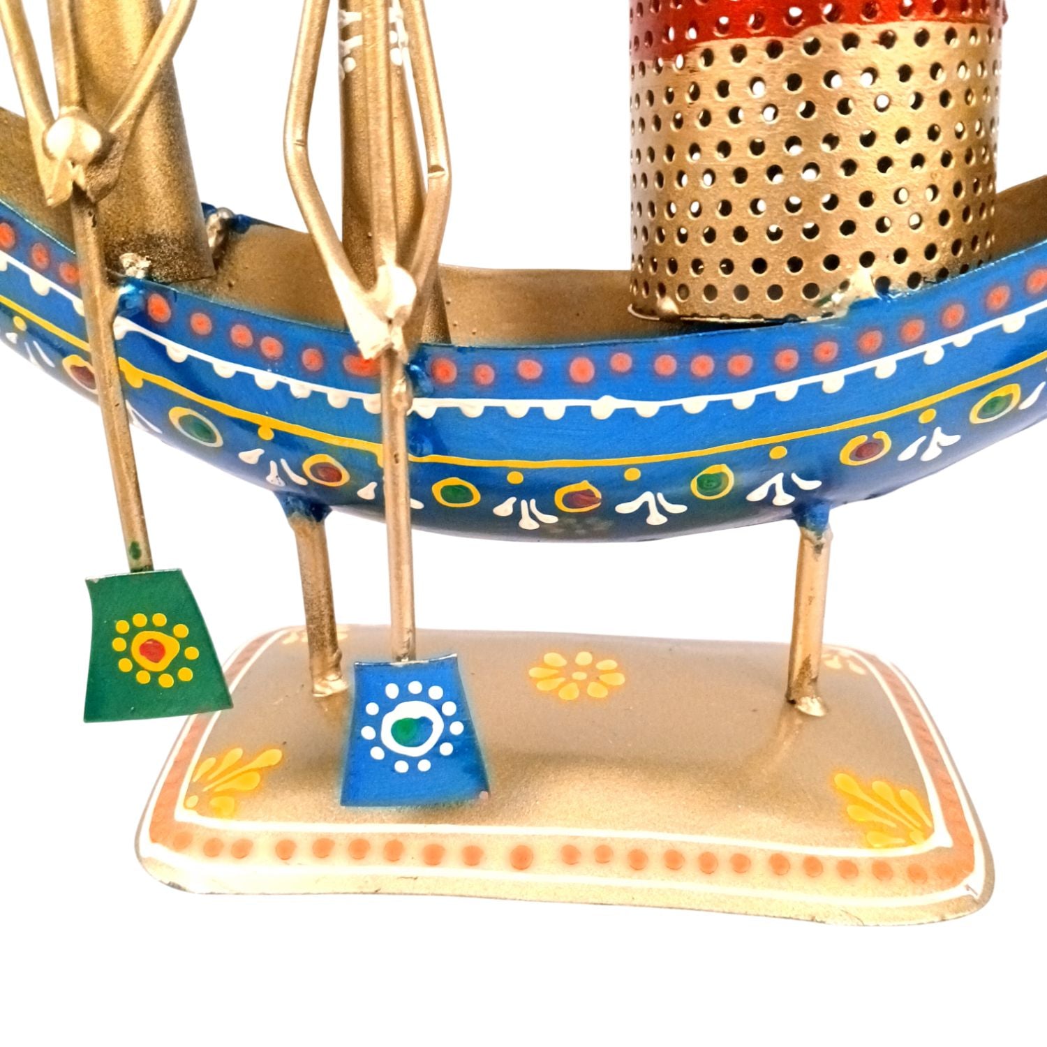 Iron Boat Shaped Pen Holder For Office Desk - 9 Inch - Apkamart