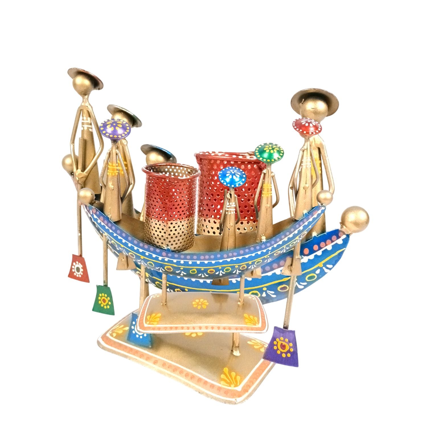 Iron Boat Shaped Pen Holder For Office Desk - 9 Inch - Apkamart