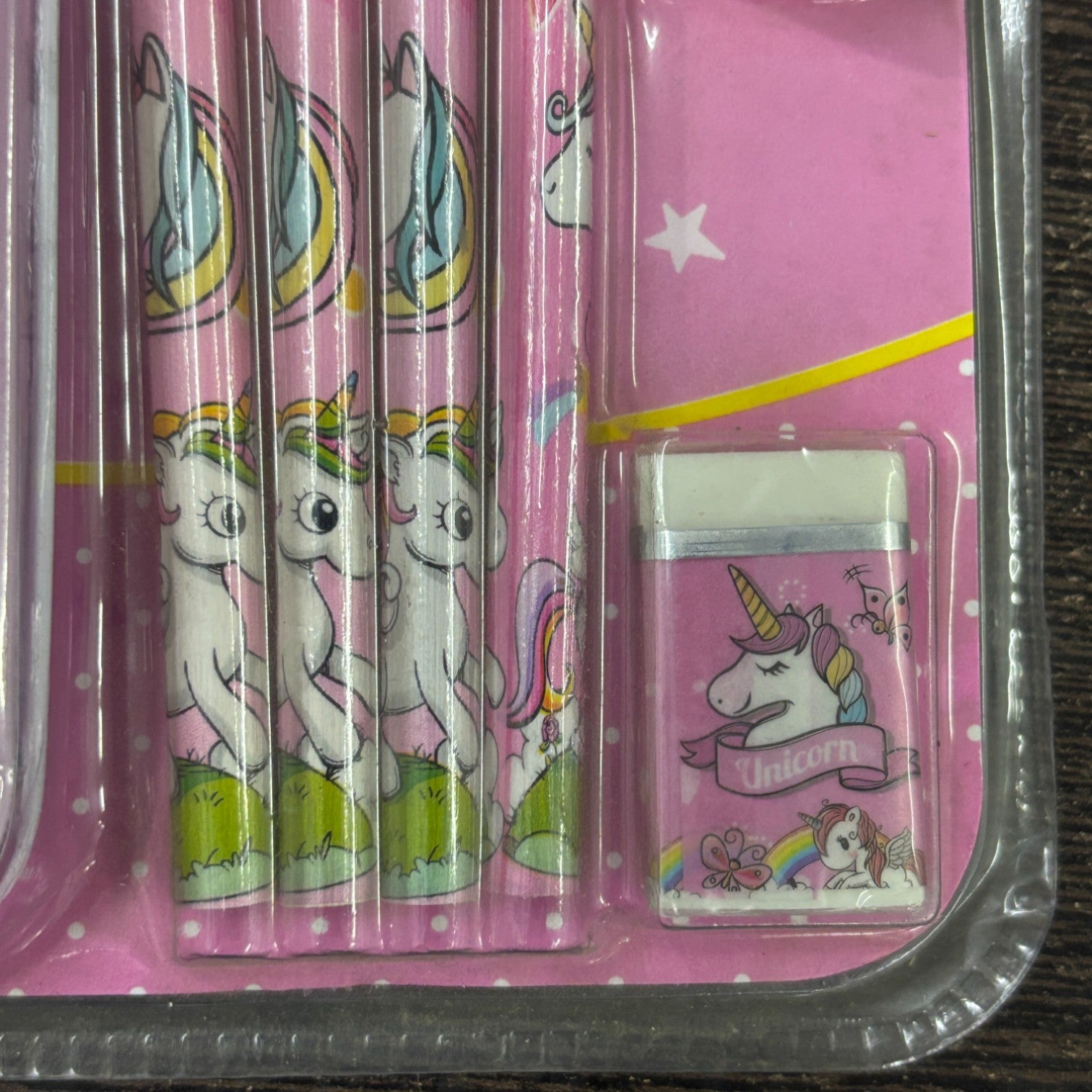 Pencil Box Stationery Kit Metal 6 Pencils Eraser Kids - Apkamart