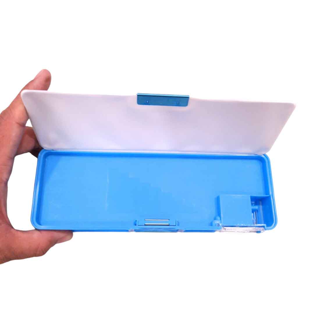 Magnetic Lock Pencil Box for Kids | Double Side Stationery Case with Sharpener, Scale & Eraser | School Supply Organizer for Boys & Girls  - Apkamart