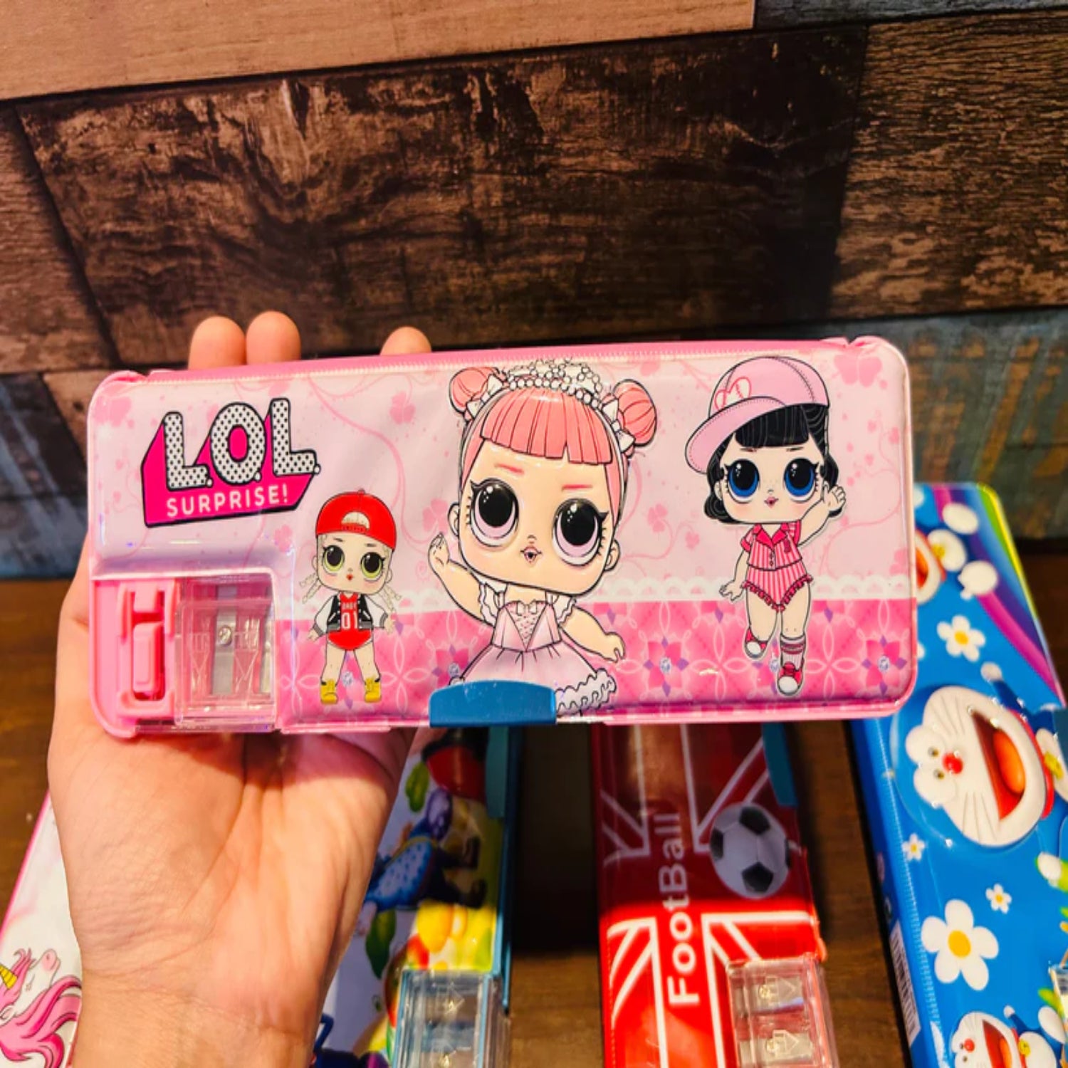 Double Side Magnetic Pencil Box | Multi-Functional Pen & Pencil Case with Built-in Sharpener, Scale & Eraser | Perfect for Kids School & Return Gifts - Apkamart