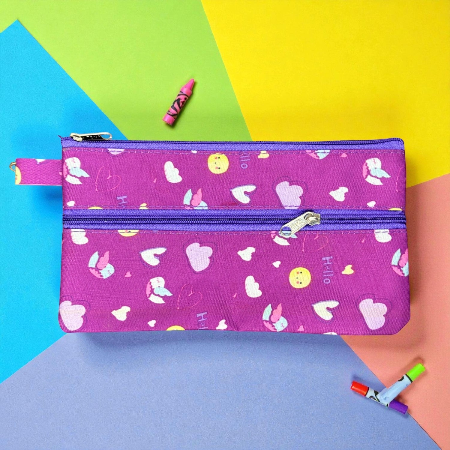 Pencil Stationery Pouch for Kids | Durable Zip Pen Case for School Supplies | Multi-Purpose Study Organizer Bag - Apkamart