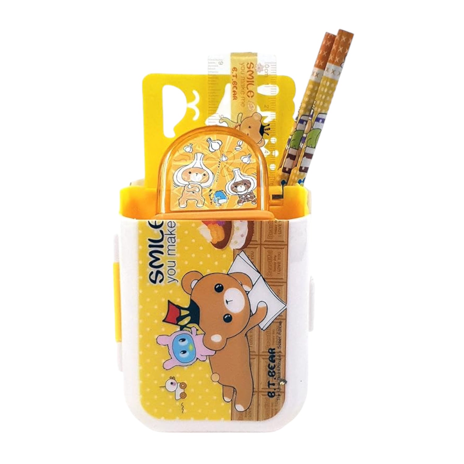 Stationery kit - Yellow Foldable Box with Stationary Items -for Kids, Children, Student, Office, Return Gifts - apkamart