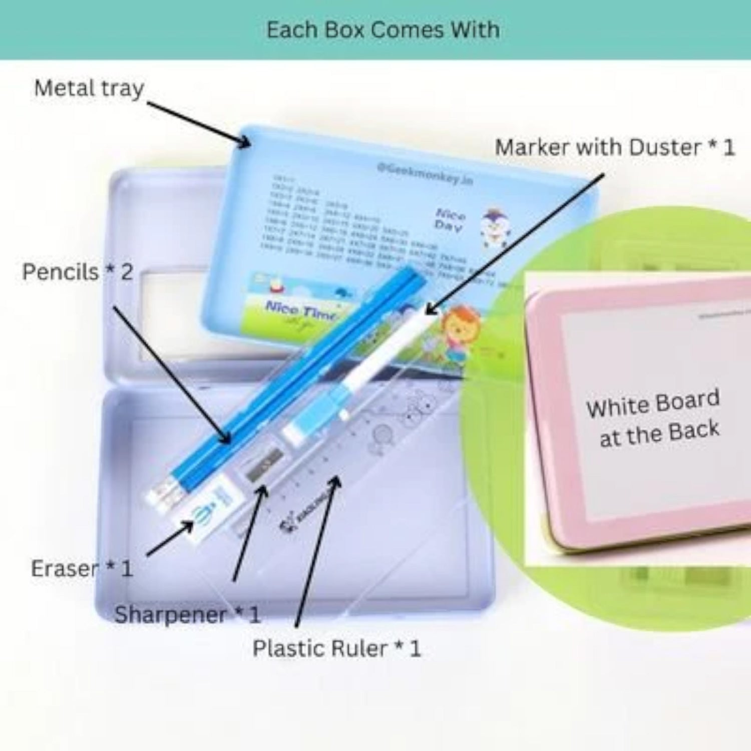 Pen - Pencil Box With Marker, Pencils, Eraser, Sharpner & Ruler | Writing Kit - for Kids, Children, School Student, Office, Return Gifts - apkamart