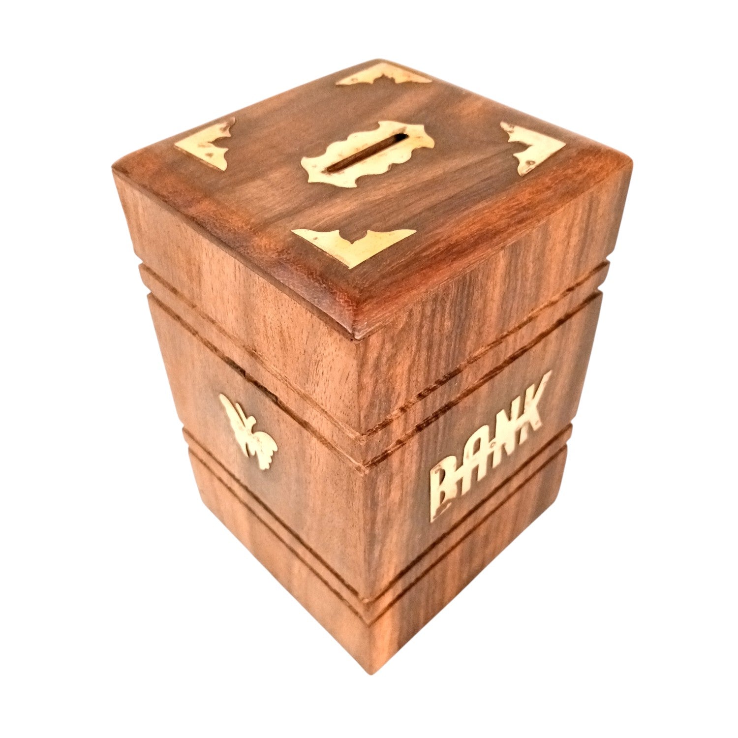 Wooden Money Bank | Piggy Bank / Coin Box With Lock | Big Size Gullak - for Kids, Girls , Boys, Birthday Gift, Christmas Gifts for Children, Home Decor - 6 Inch - Apkamart #Style_Design 1