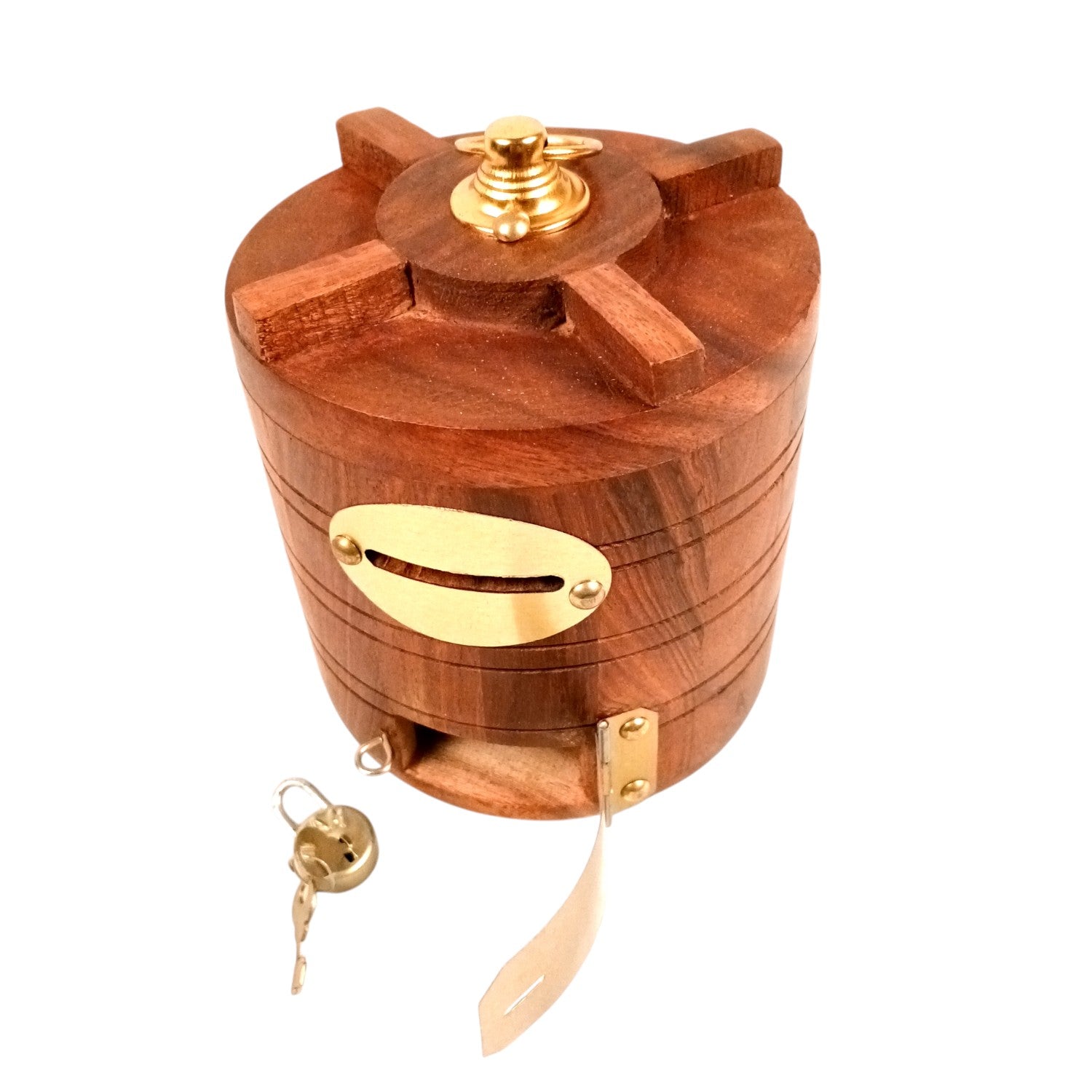 Wooden Money Bank | Piggy Bank / Coin Box With Lock | Gullak - for Kids, Girls , Boys, Birthday Gift, Christmas Gifts for Children, Home Decor - 6 Inch - Apkamart