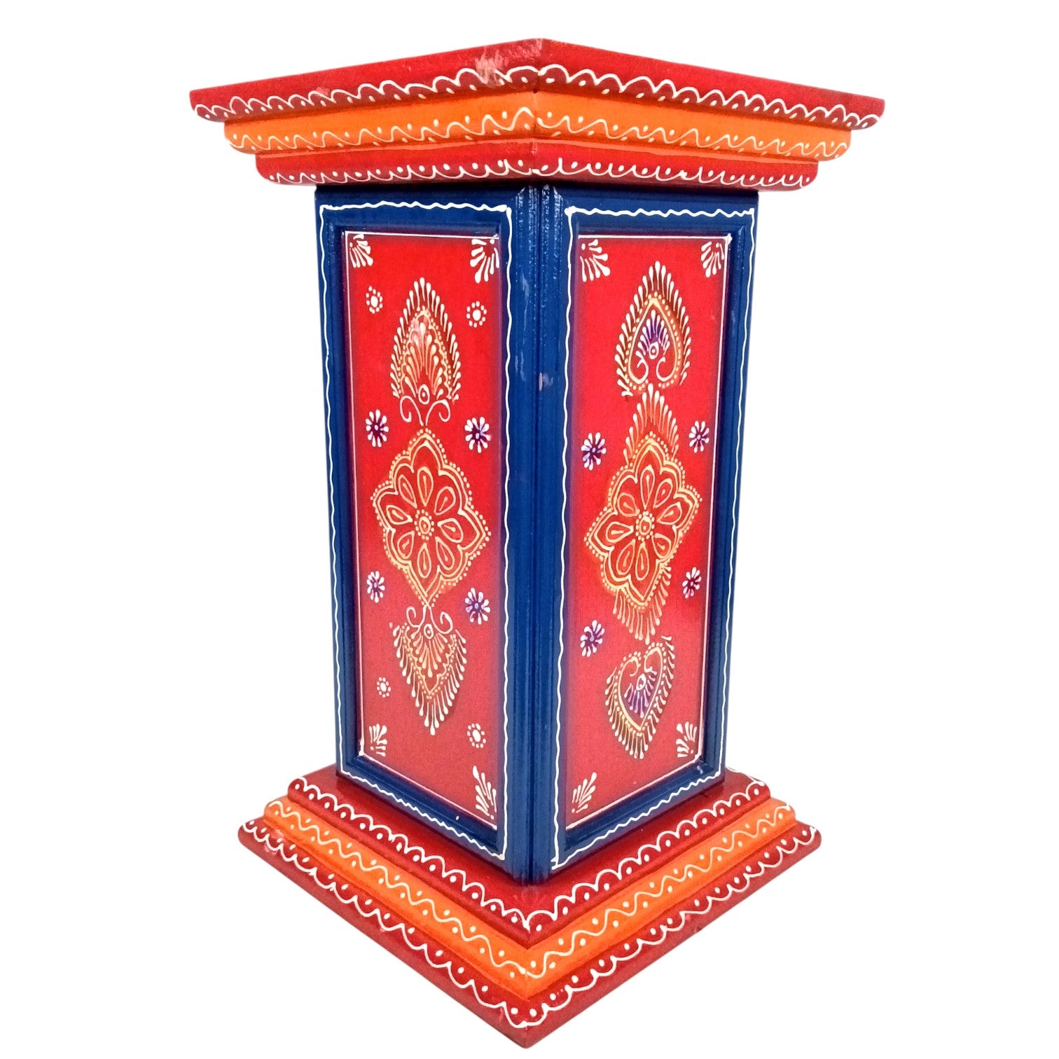 Pillar 3 Drawers Side Table | Traditional Wooden Design Table for Living Room, Bedroom & Office | Home Decor | Decorative Accent Furniture & Showpiece Stand - 18 Inch - Apkamart