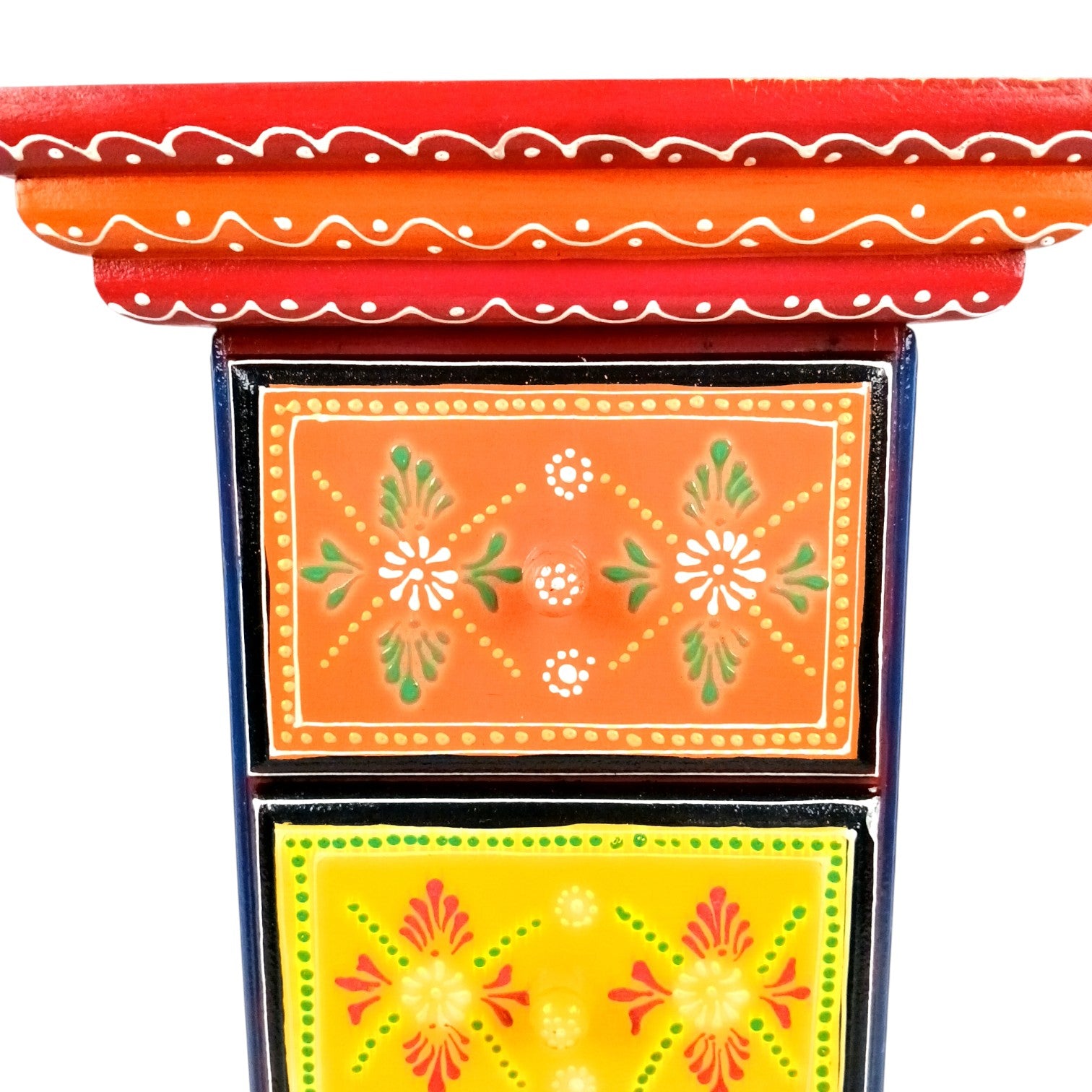 Pillar 3 Drawers Side Table | Traditional Wooden Design Table for Living Room, Bedroom & Office | Home Decor | Decorative Accent Furniture & Showpiece Stand - 18 Inch - Apkamart