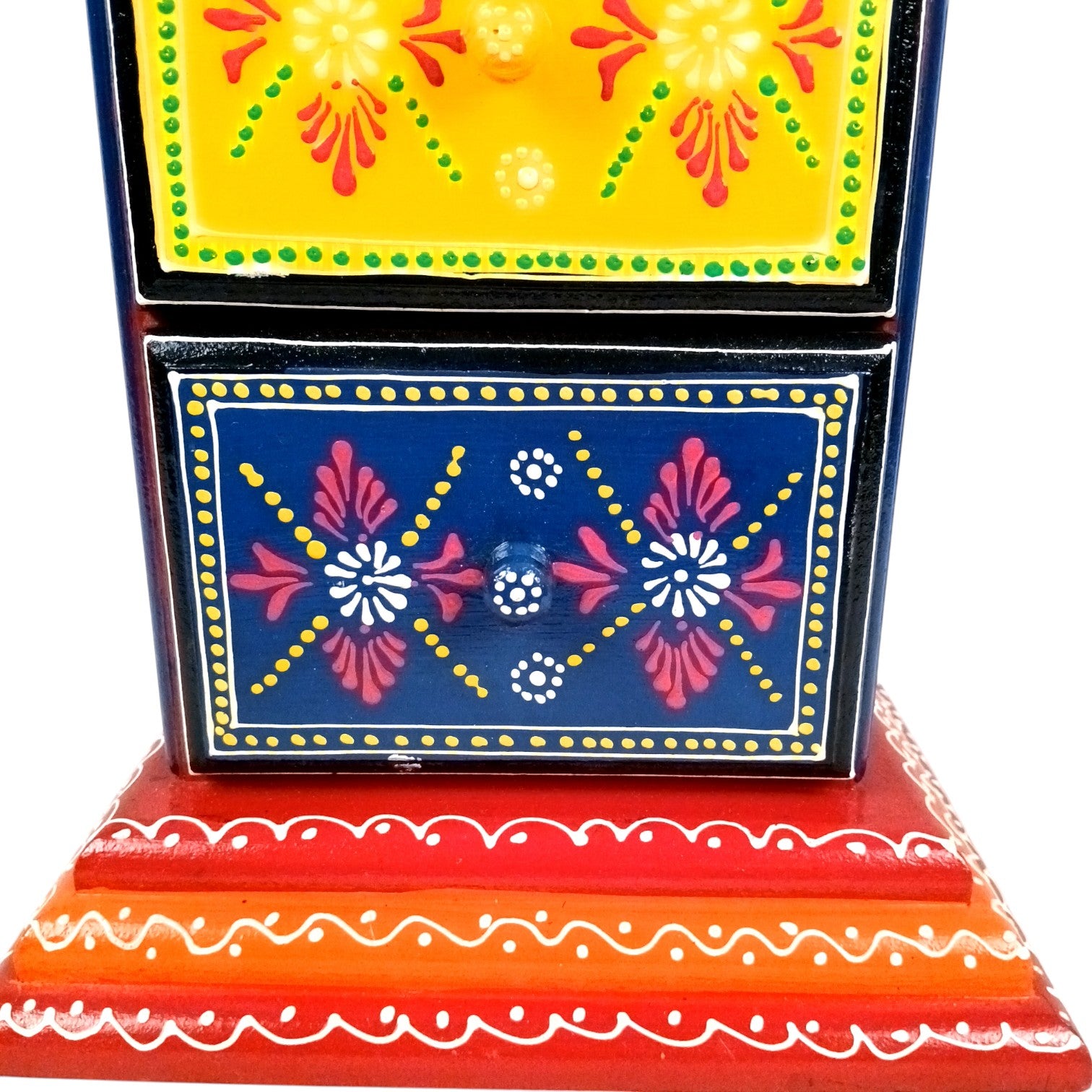 Pillar 3 Drawers Side Table | Traditional Wooden Design Table for Living Room, Bedroom & Office | Home Decor | Decorative Accent Furniture & Showpiece Stand - 18 Inch - Apkamart