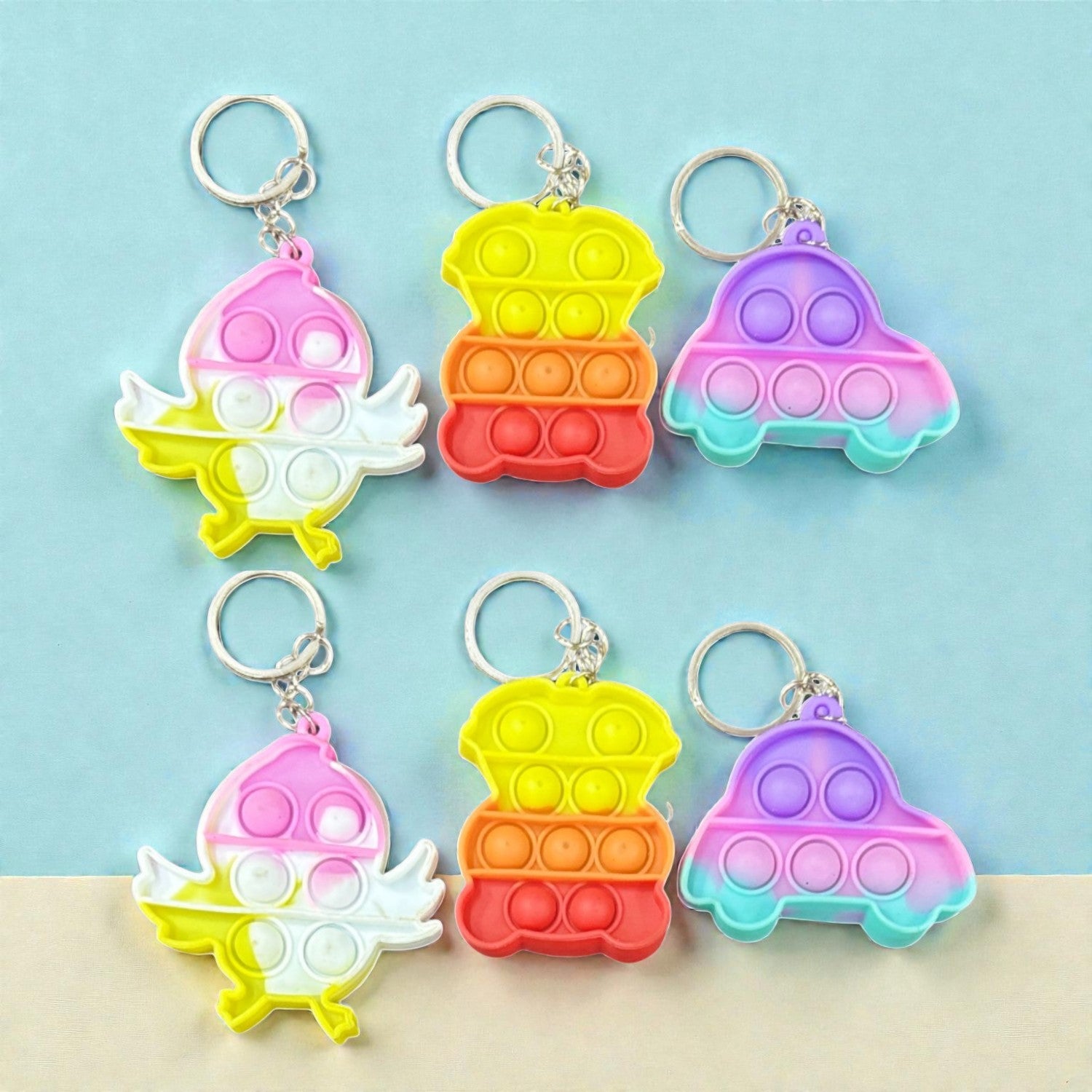 Cute Kids Key Chain | Cartoon Character Keychain for School Bags, Keys & Return Gifts - Apkamart #Style_Pack Of 6