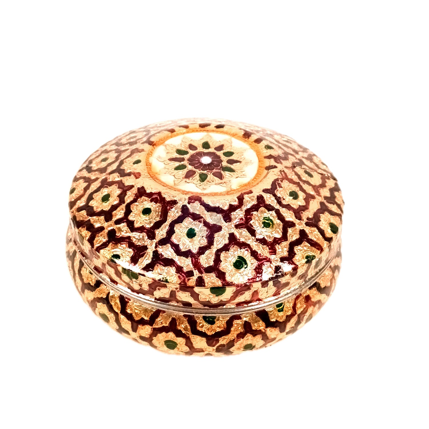 Meenakari Steel Container | Stainless Steel Dibba/Chapati Box/Roti Box - for Weddeing, Storing Sweets, Chocolate And Mukwas/Festival Gift - 6 Inch - Apkamart