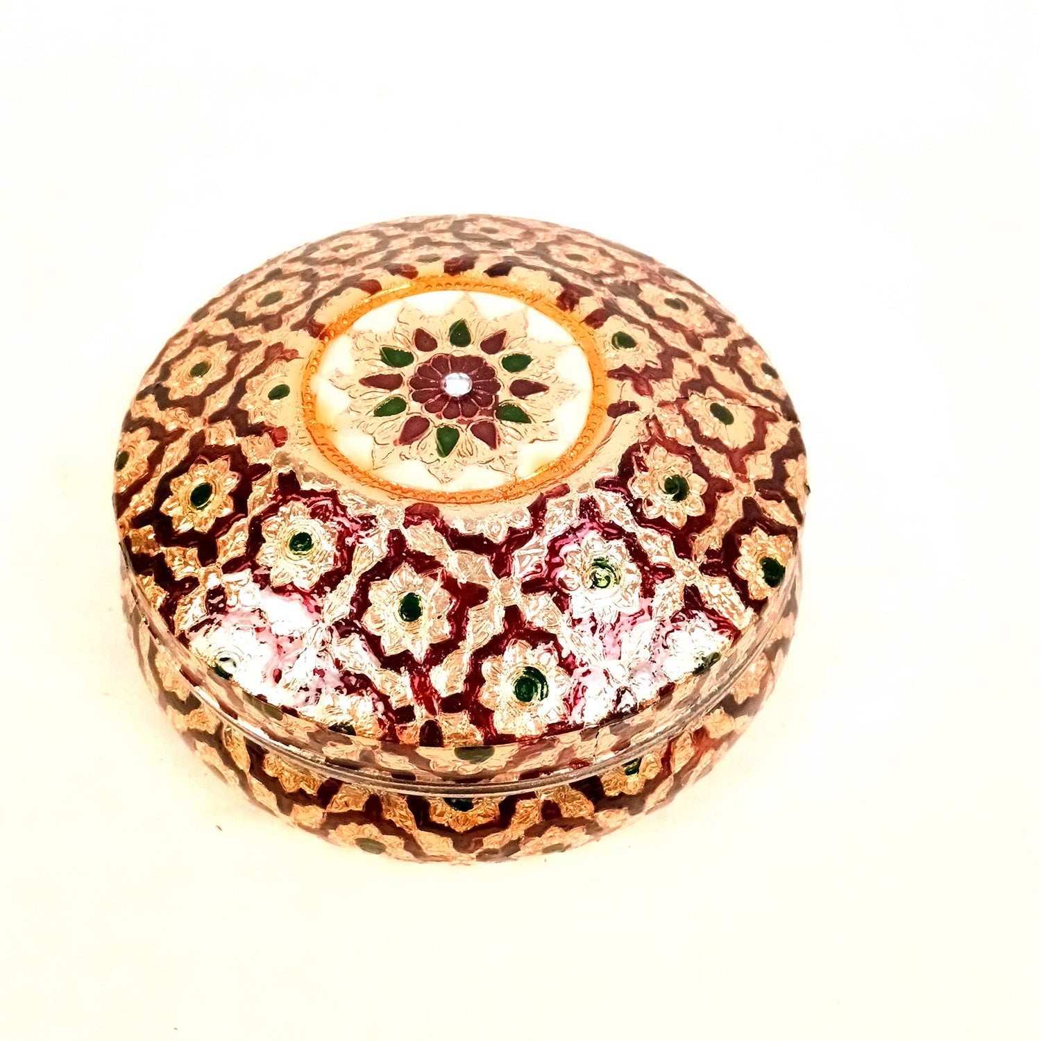 Meenakari Steel Container | Stainless Steel Dibba/Chapati Box/Roti Box - for Weddeing, Storing Sweets, Chocolate And Mukwas/Festival Gift - 6 Inch - Apkamart