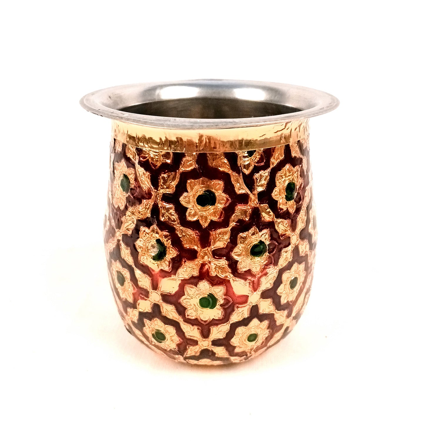 Pooja Lota | Puja Kalash/Pot | Meenakari Designer Lota - for Karwa Chauth, Pooja, Weddings, Temple, Rakhi & Festival Decor - 4 Inch - Apkamart #Size_4 Inch