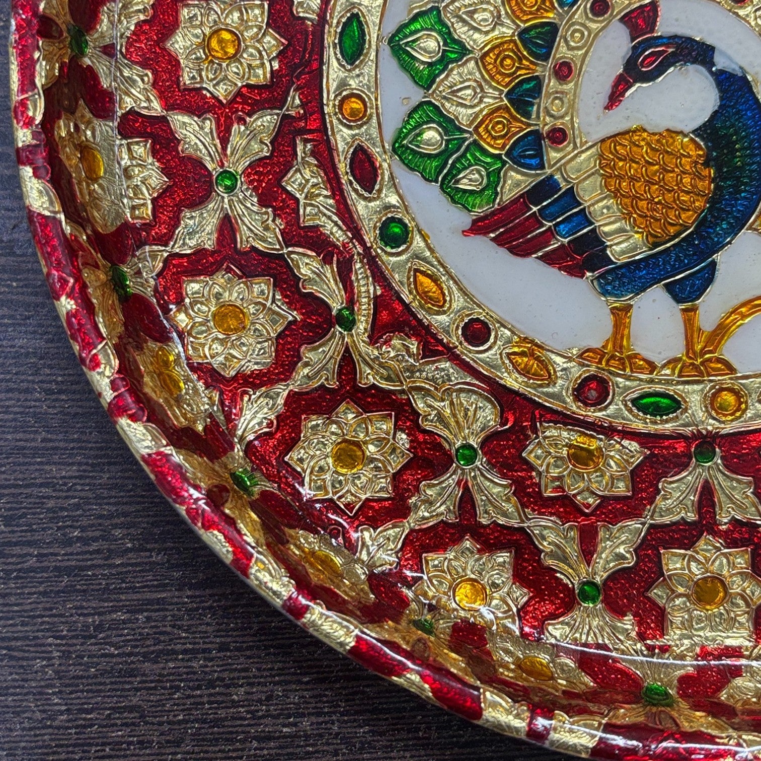 Peacock Design Pooja Thali for Diwali Karwa Chauth Festival | Decorative Pooja Thali for Home Mandir Temple and Religious Occasions - 8 Inch - Apkamart