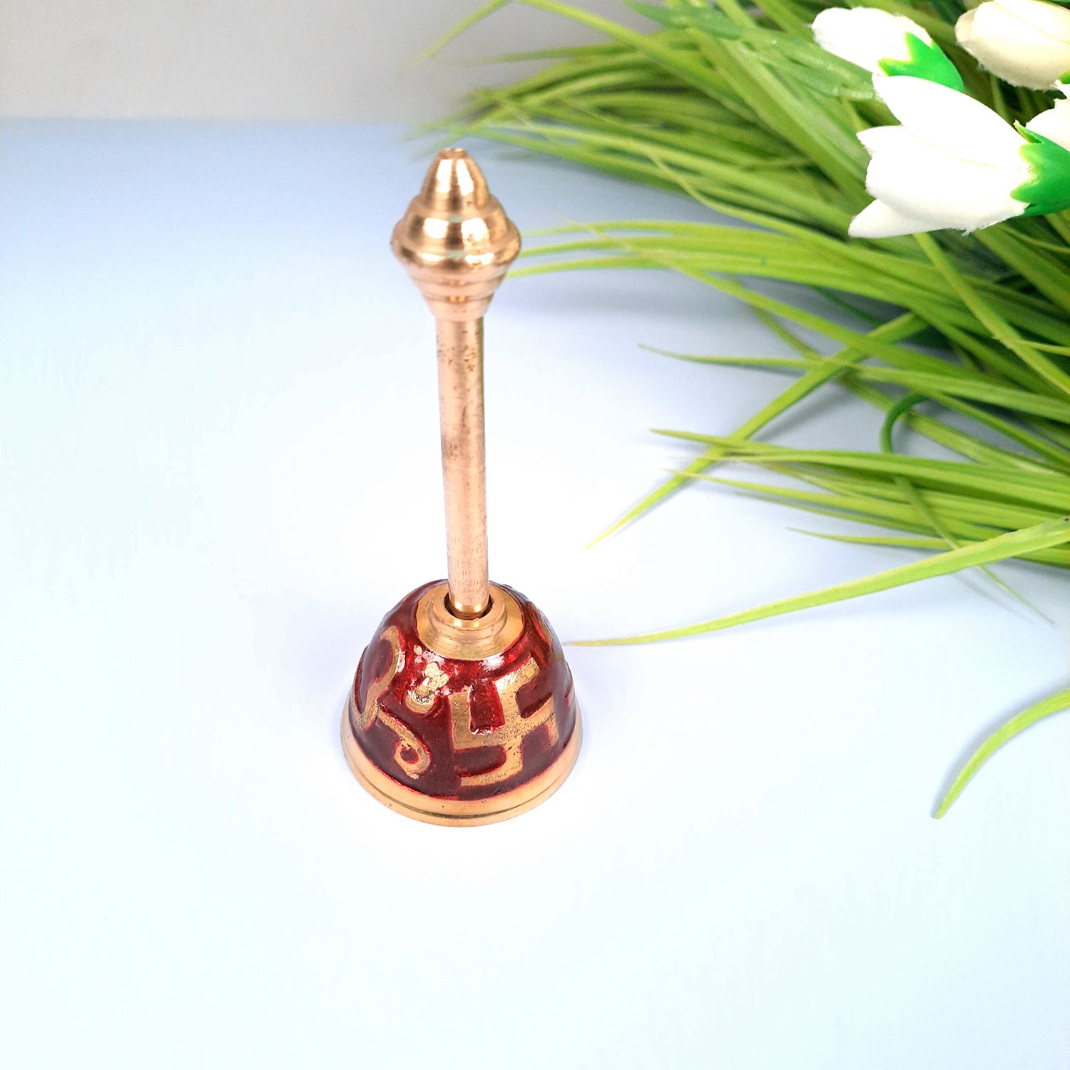 Pooja Mandir Bell Brass | Puja Ghanti - for Home Temple, Puja, Arti | Religious Puja Item - apkamart #Style_Design 2